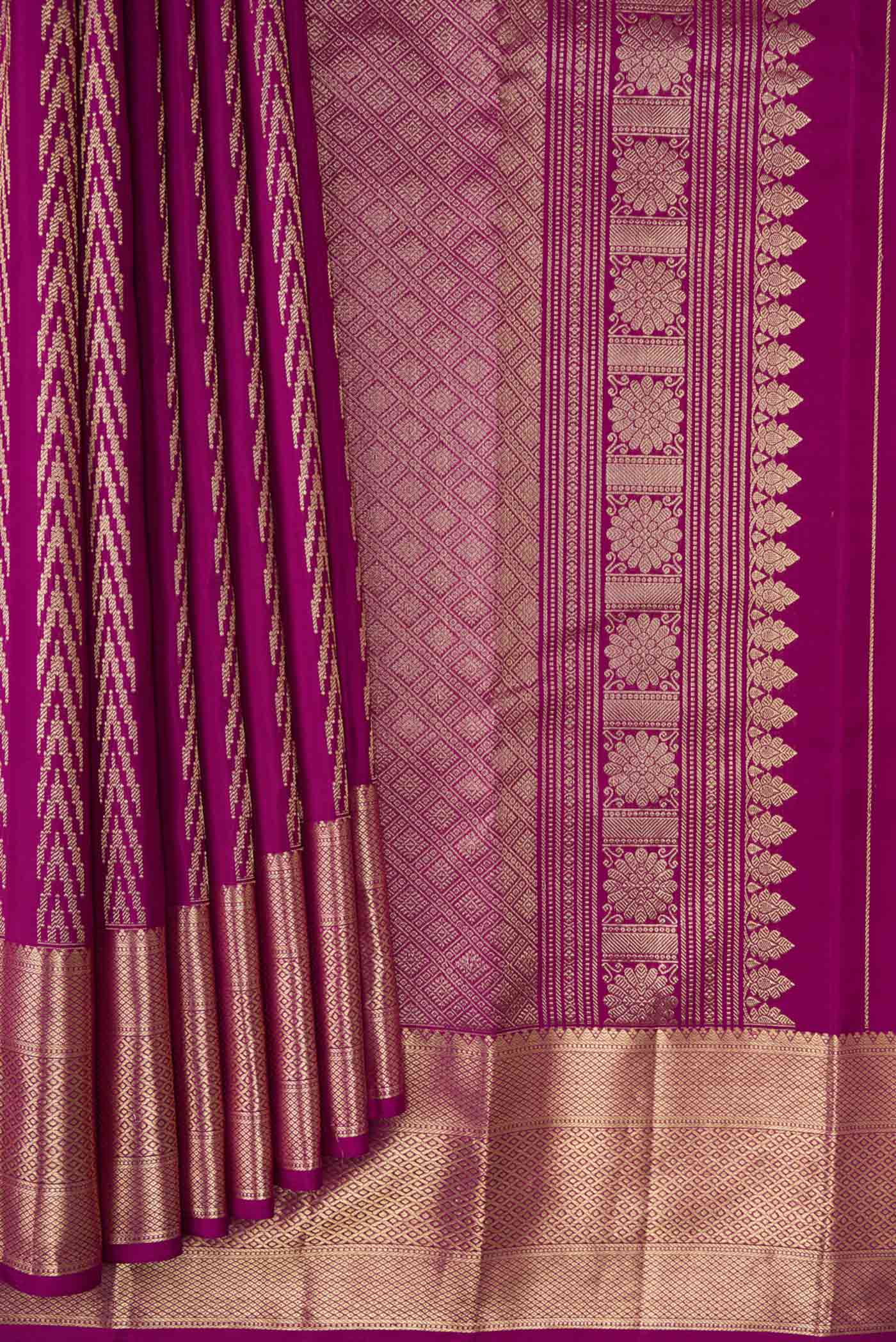 Magenta Kanjivaram Silk Saree - Image 4