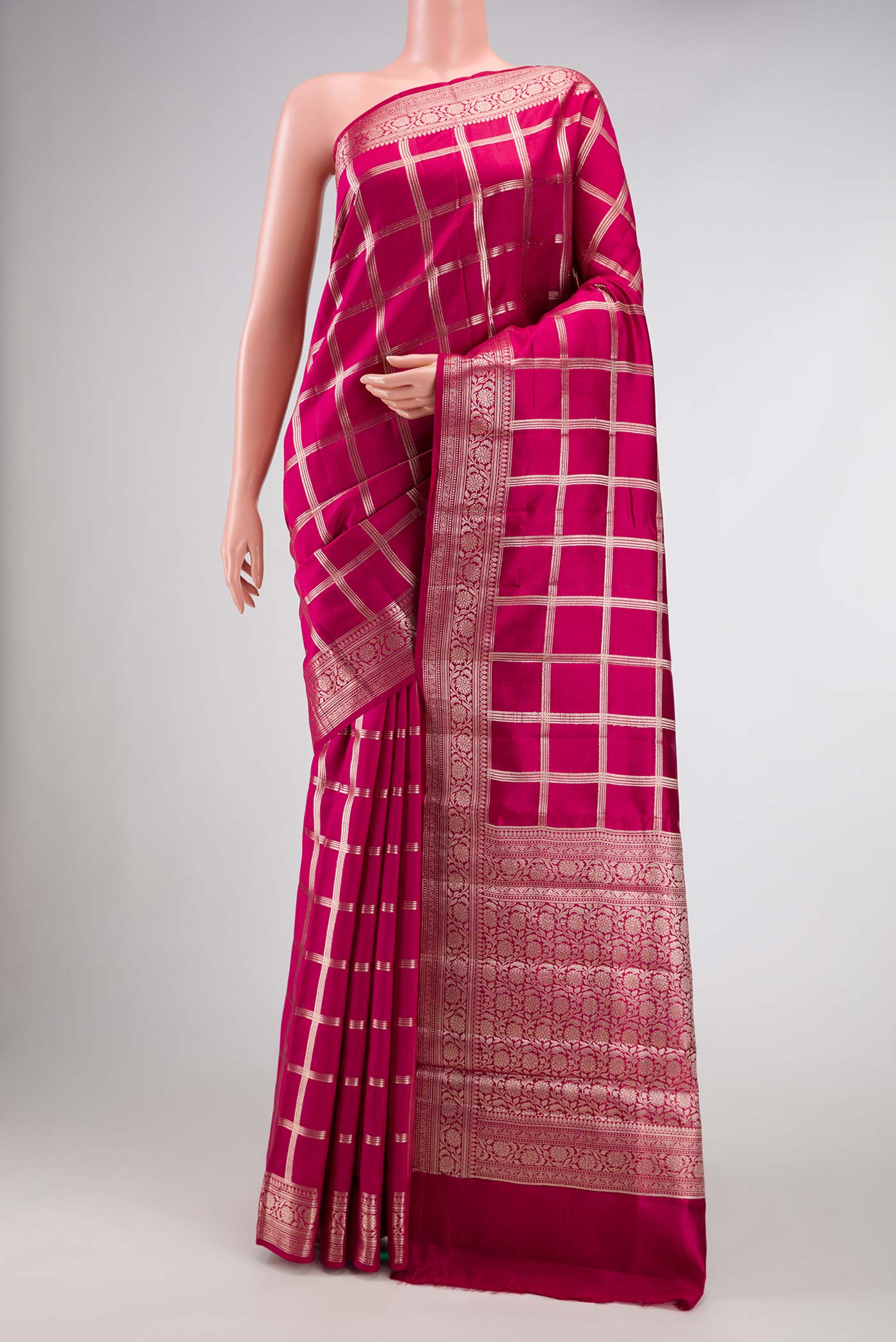 Magenta Banarasi Raw Silk Saree
