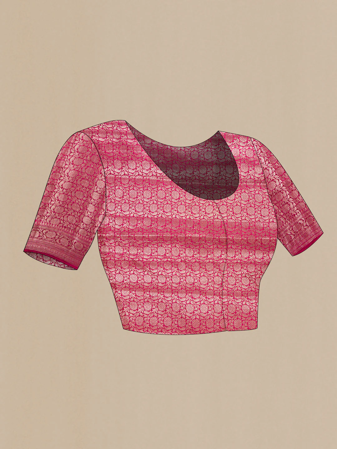 Magenta Banarasi Raw Silk Saree - Image 4