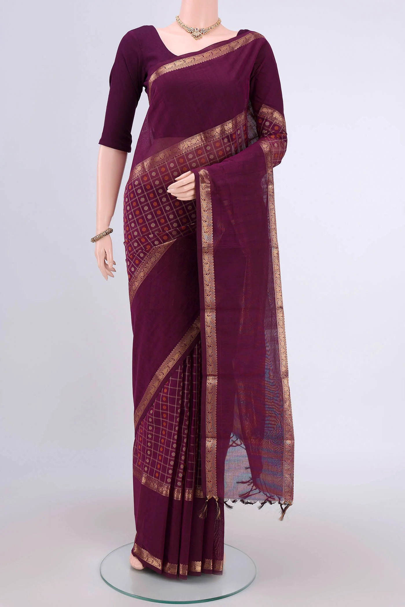 Purple Kanchi Cotton Saree
