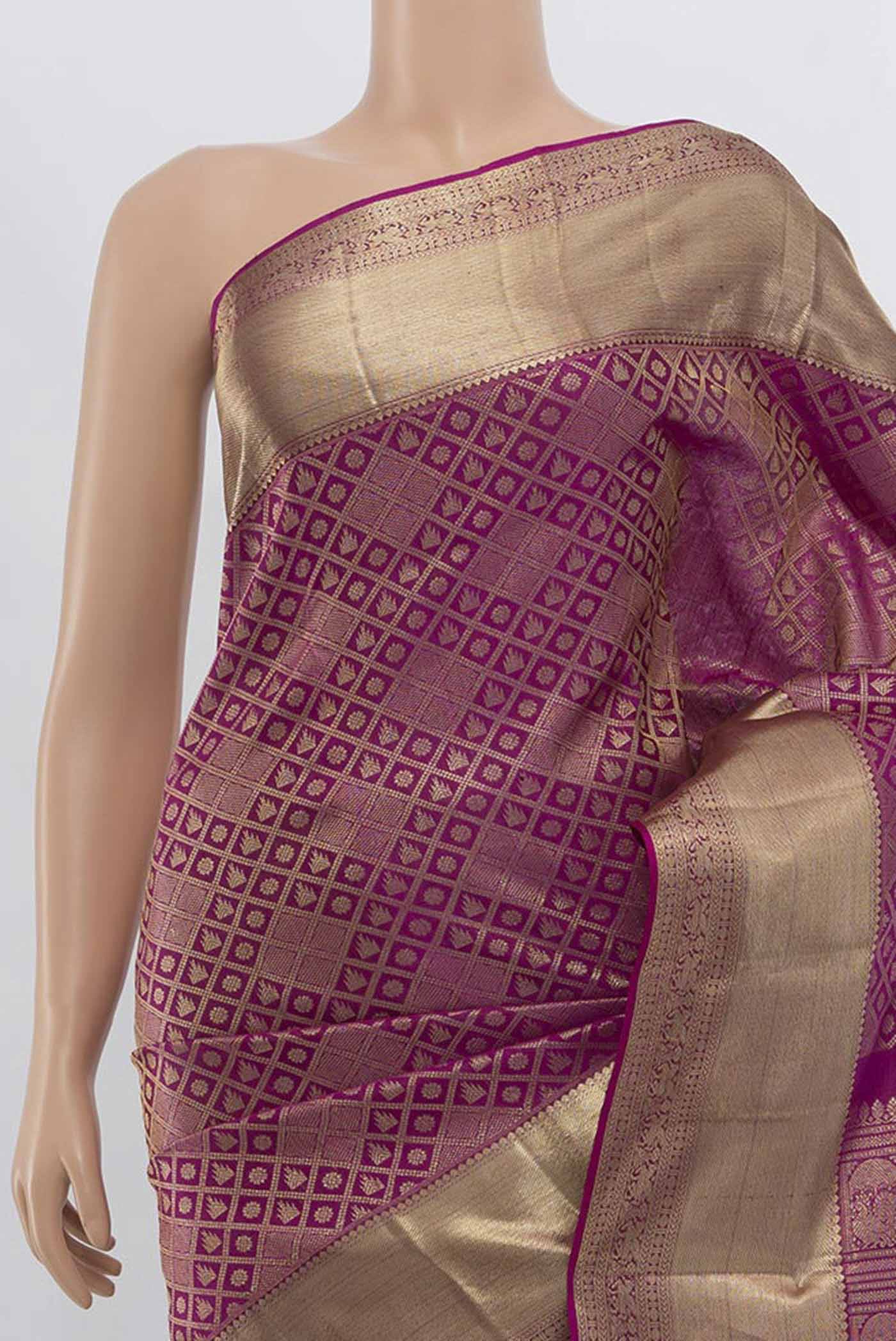 Magenta Kanchipuram Silk Saree - Image 2
