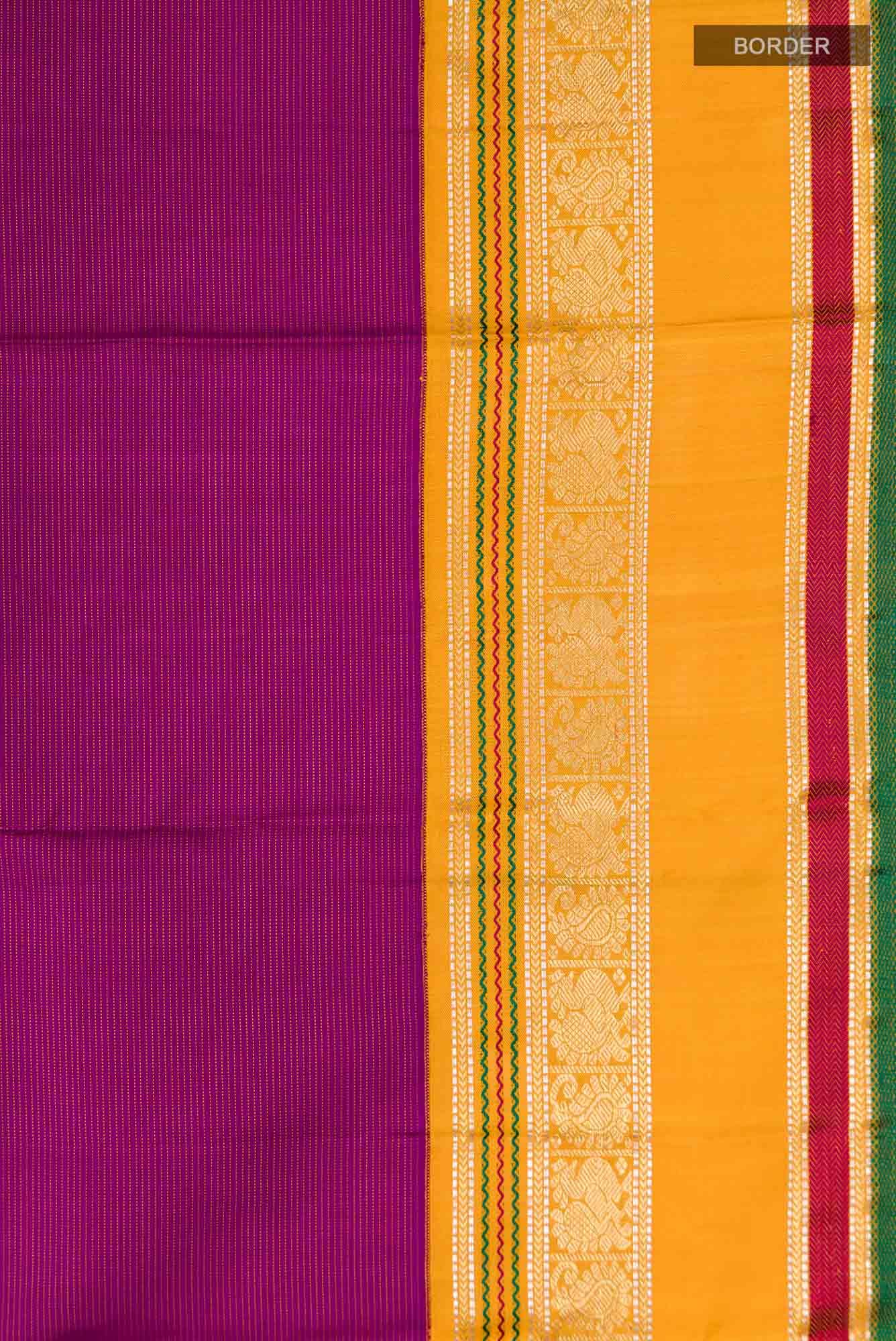 Pure Silk Pure Zari Magenta Kanchipuram Saree - Image 6