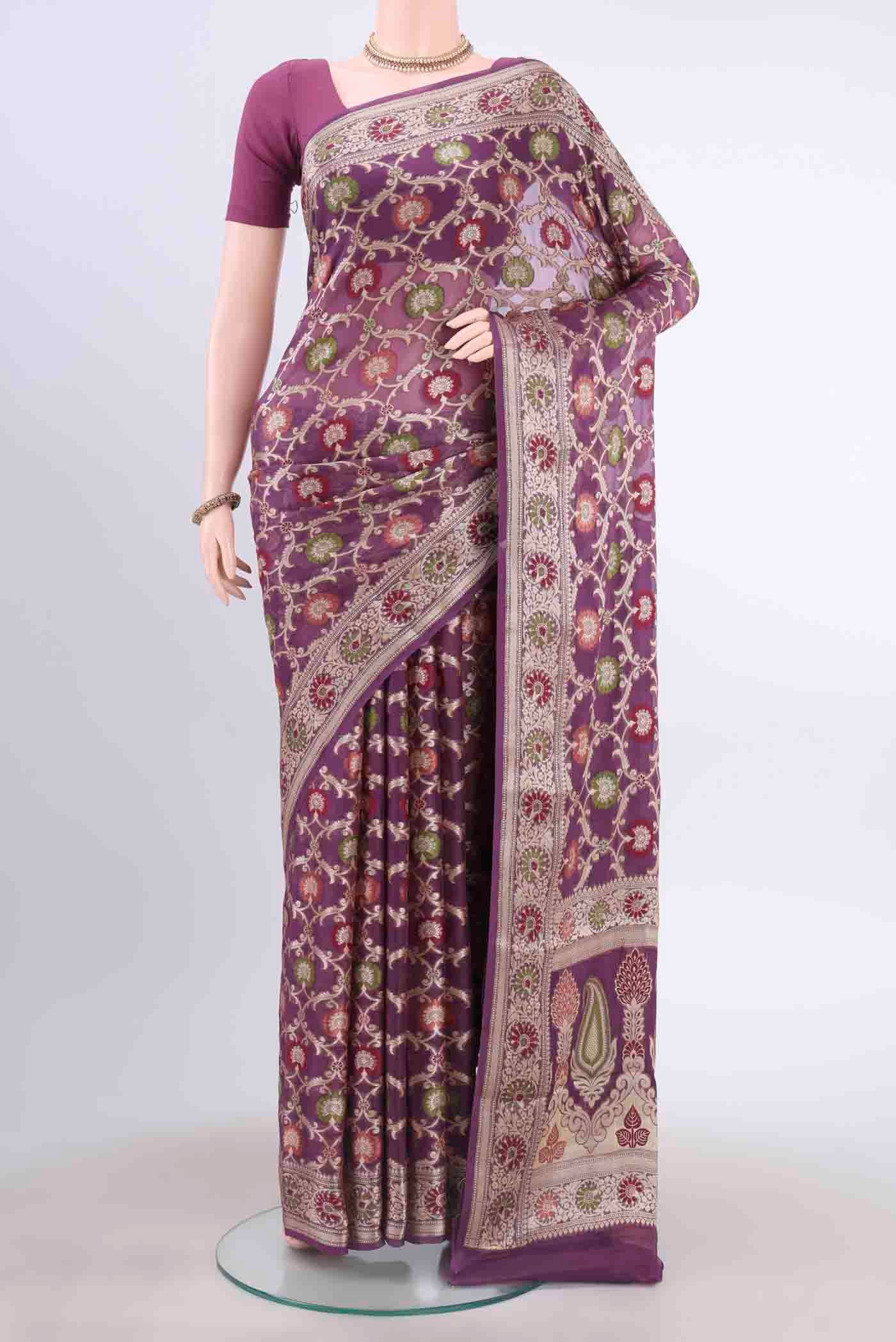 Magenta Mysore Georgette Saree