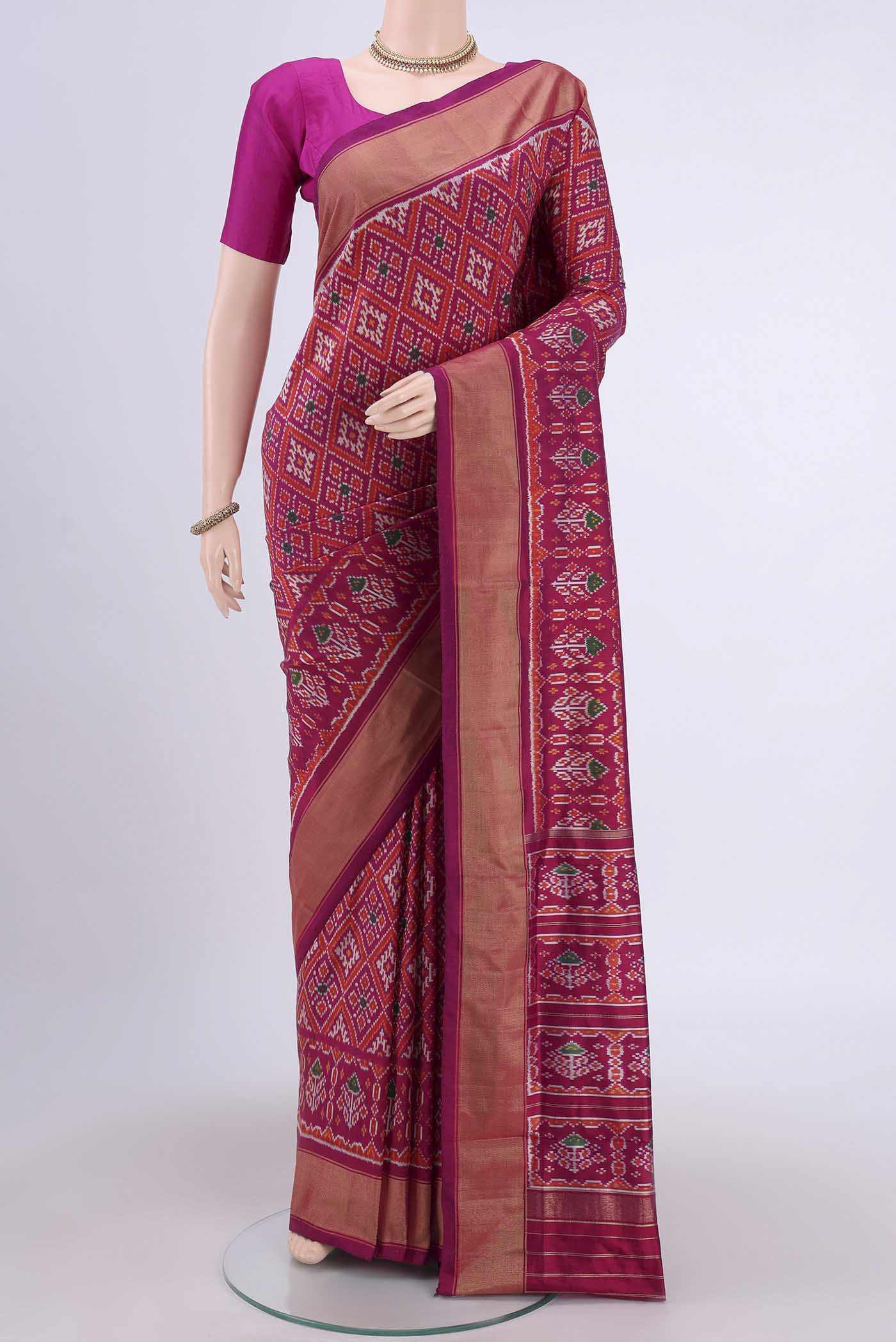 Magenta Pochampally Silk Saree