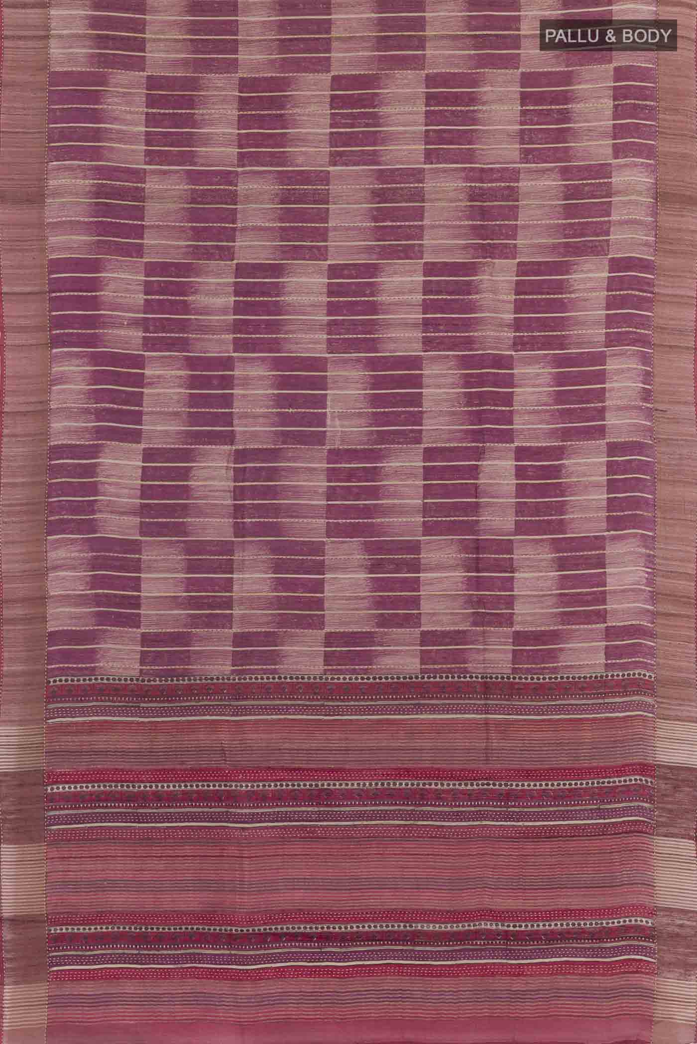 Magenta Tussar Saree - Image 4