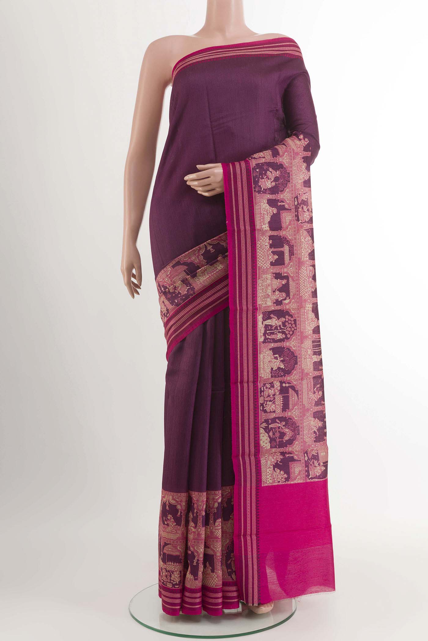 Magenta Tussar Saree