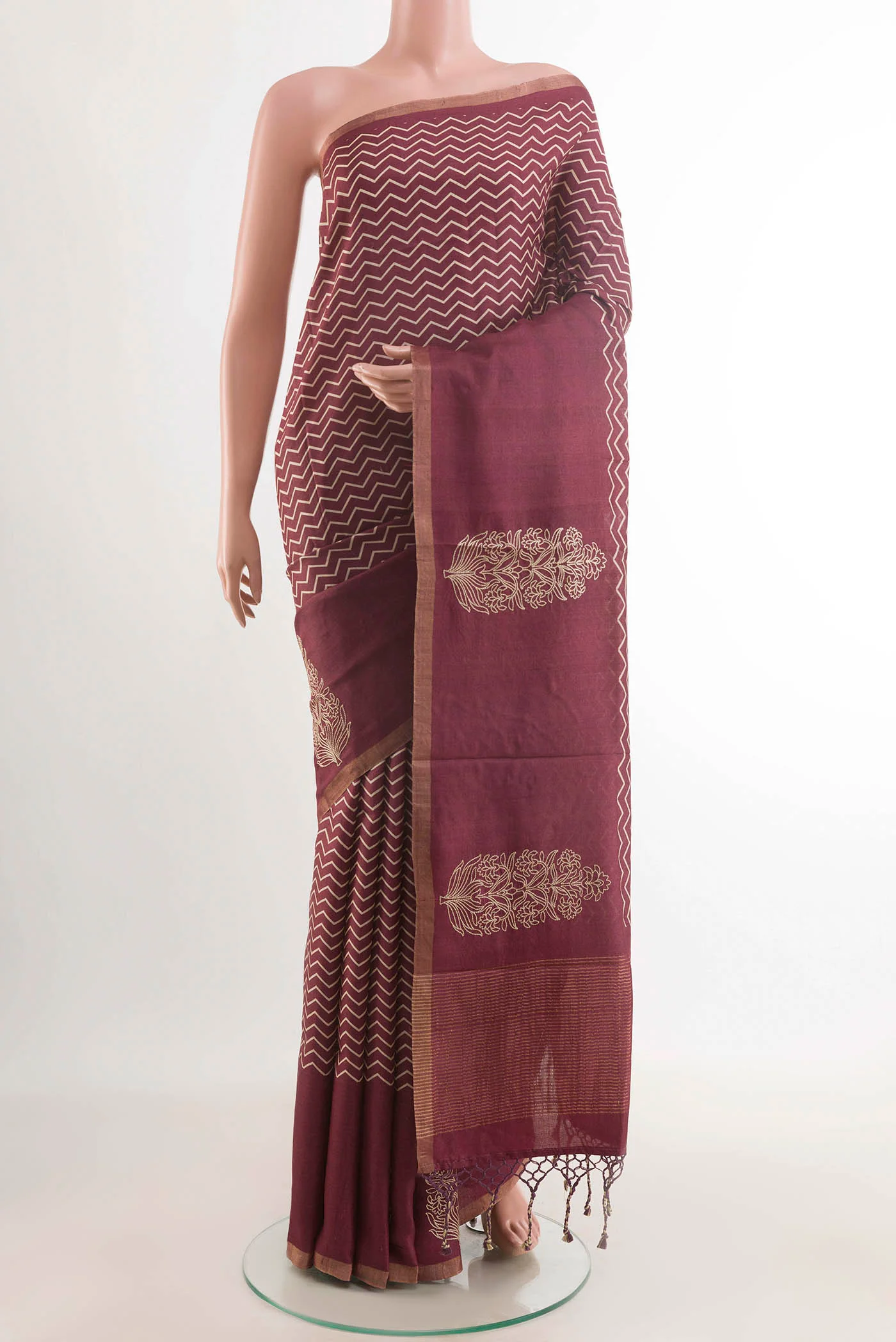 Magenta Tussar Saree