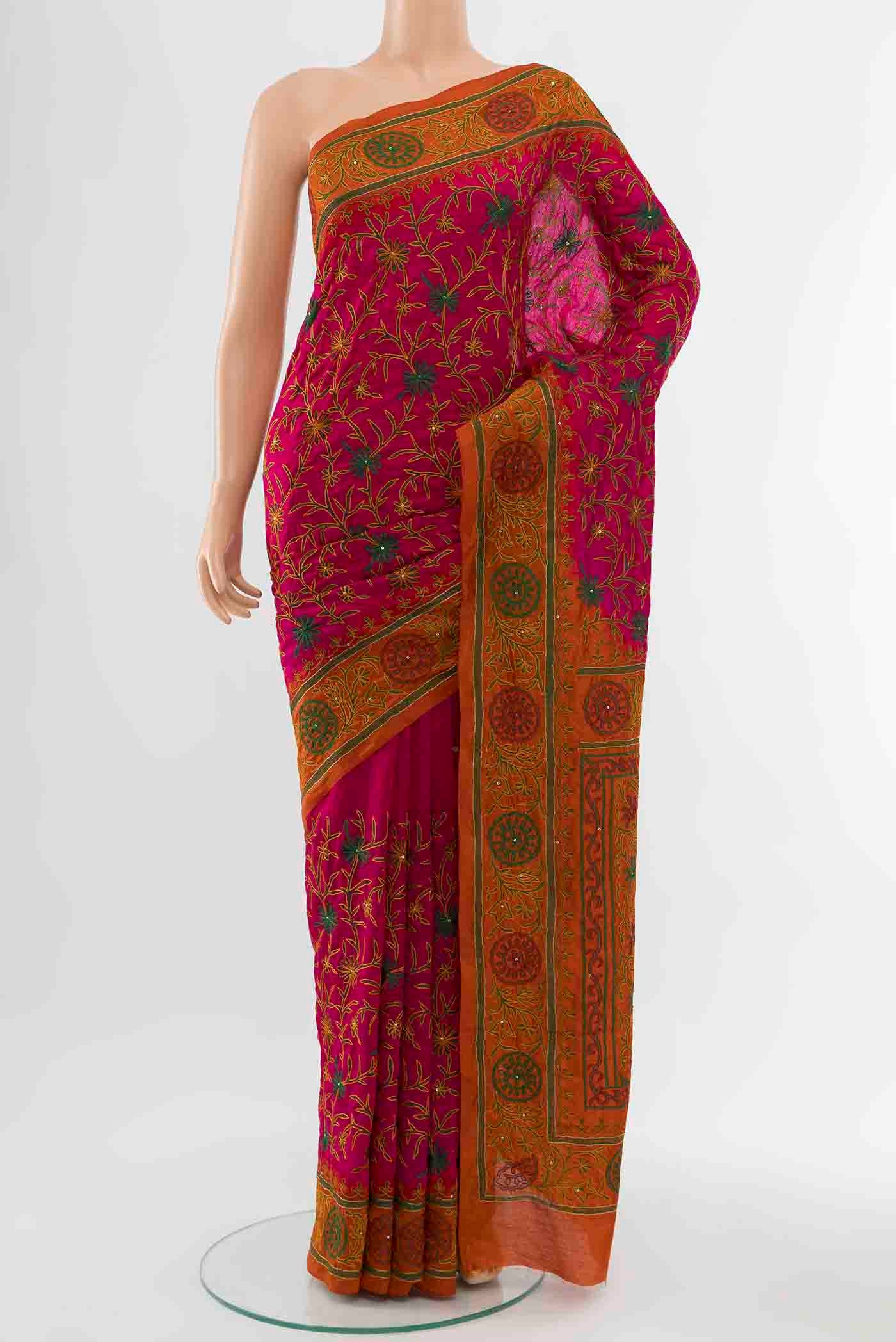 Magenta Blended Raw Silk Saree