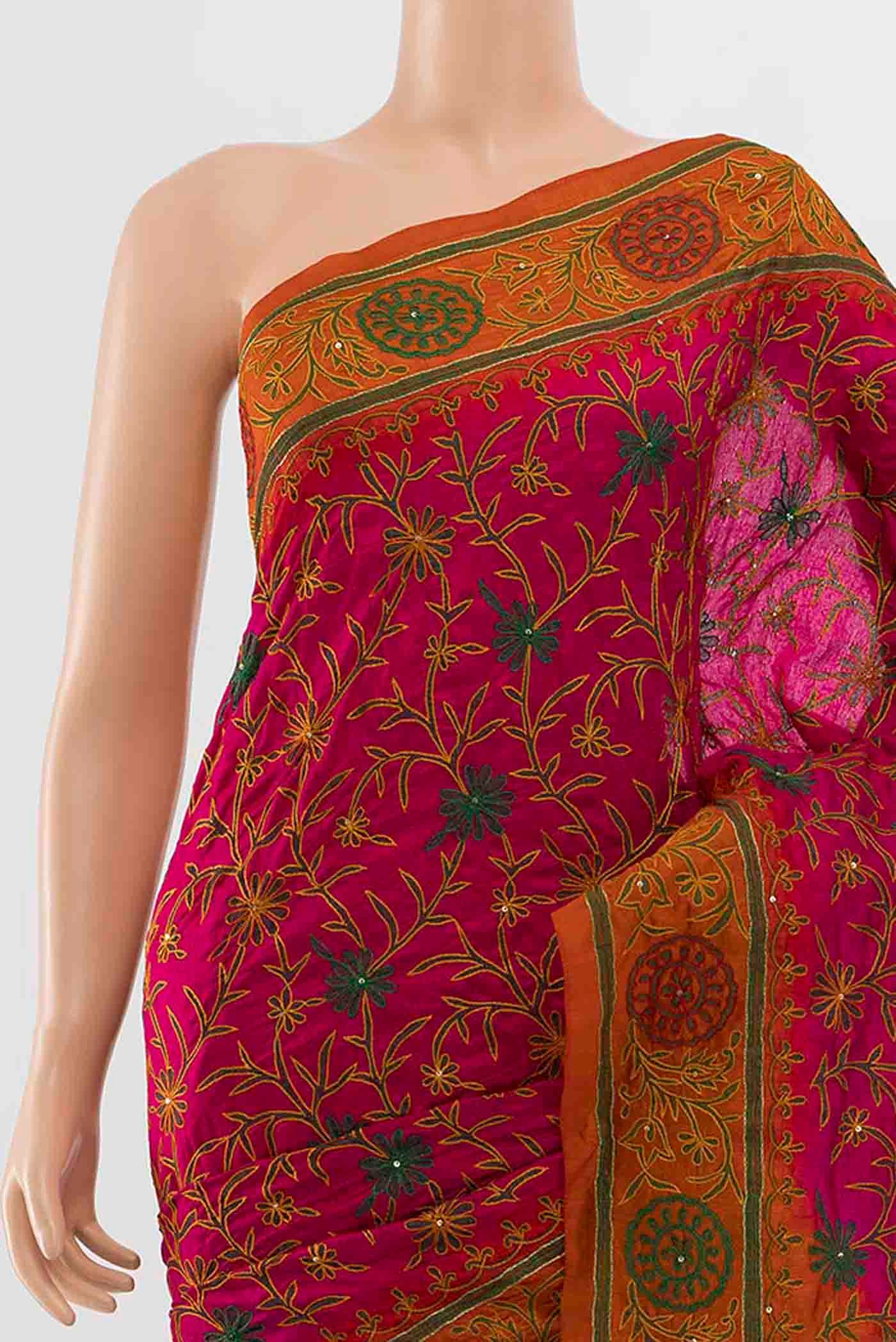 Magenta Blended Raw Silk Saree - Image 2