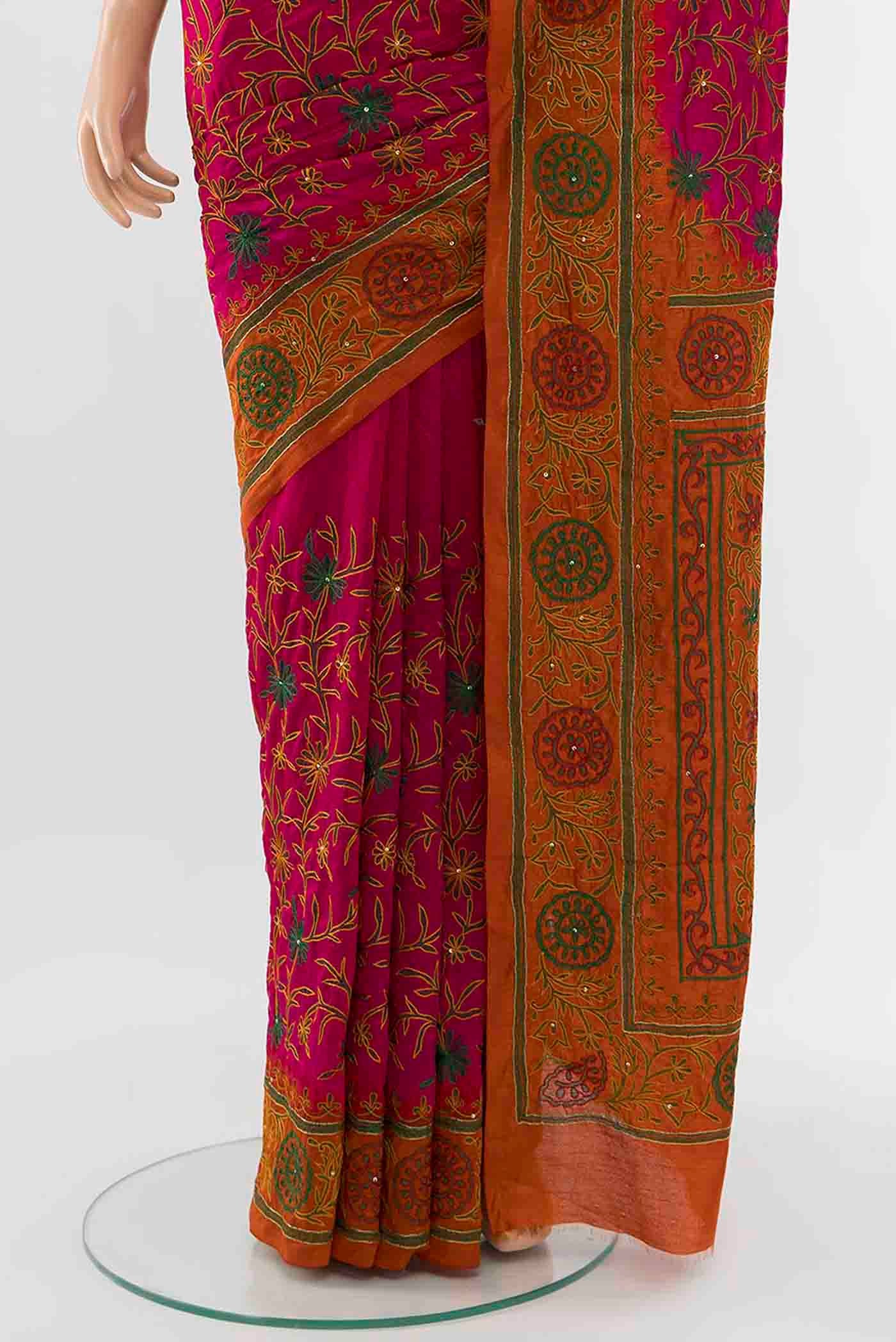Magenta Blended Raw Silk Saree - Image 3