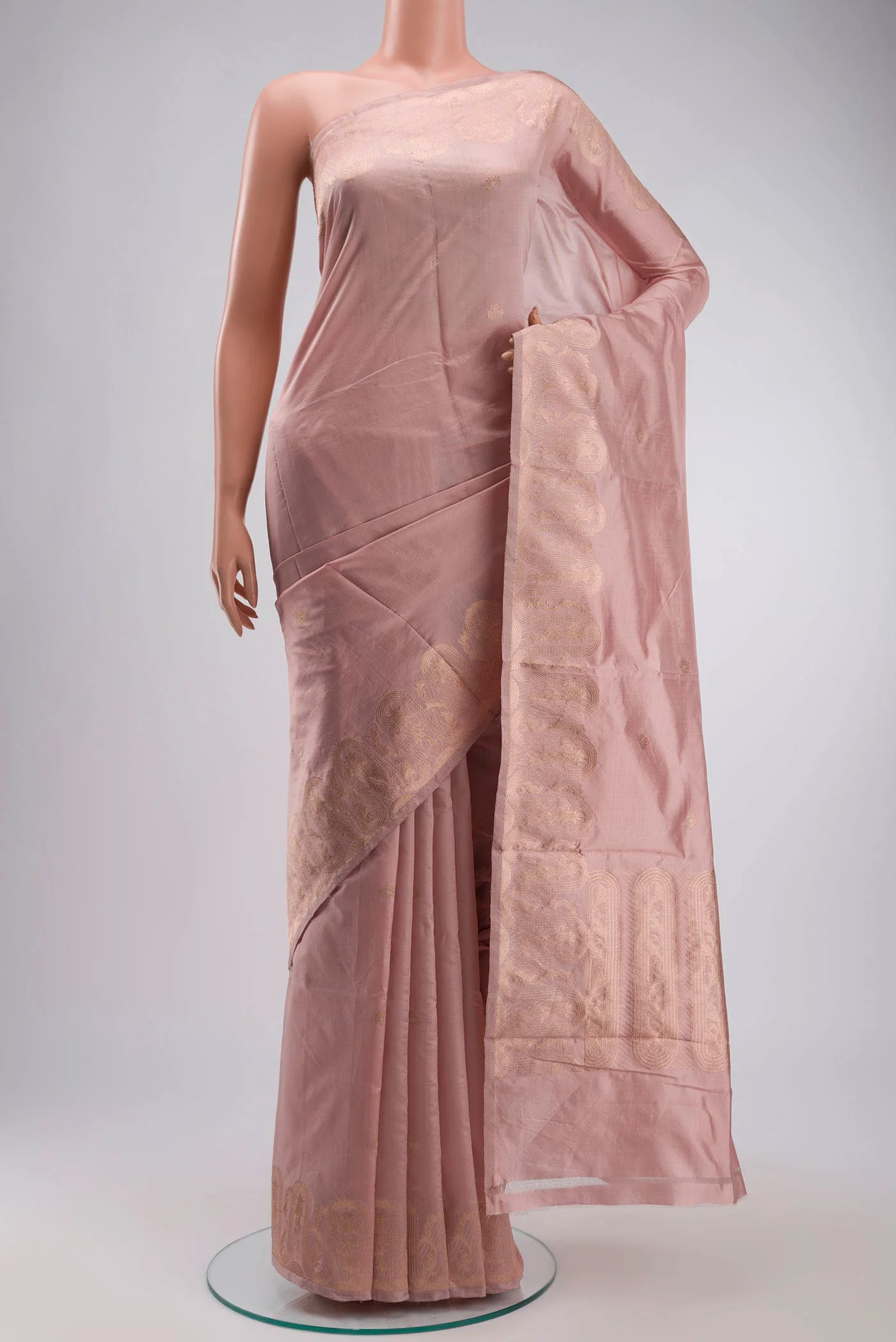 Mandhara-Dusty Pink Banarasi Katan Silk Saree - Image 2