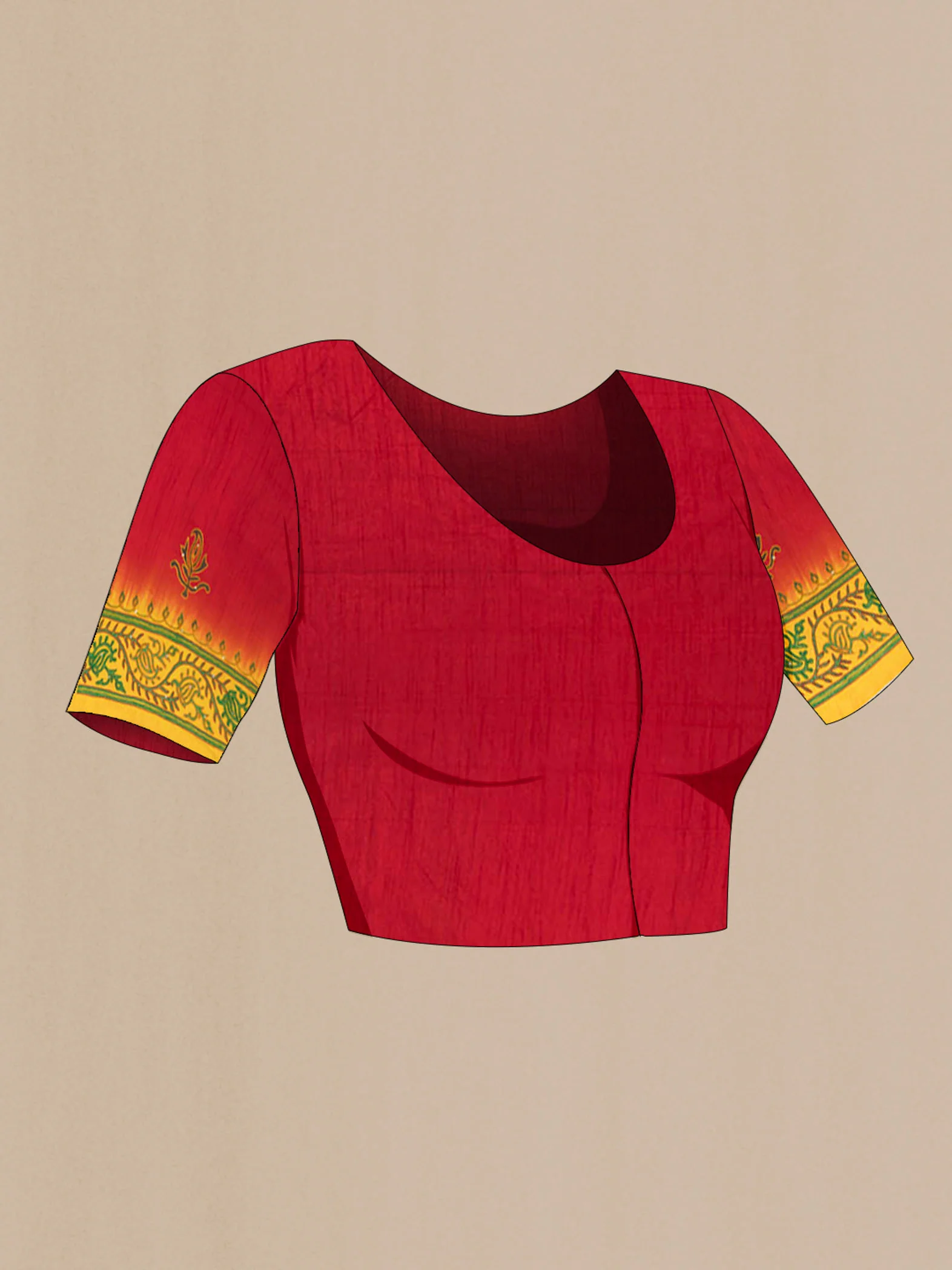 Red Blended Raw Silk Saree - Image 4