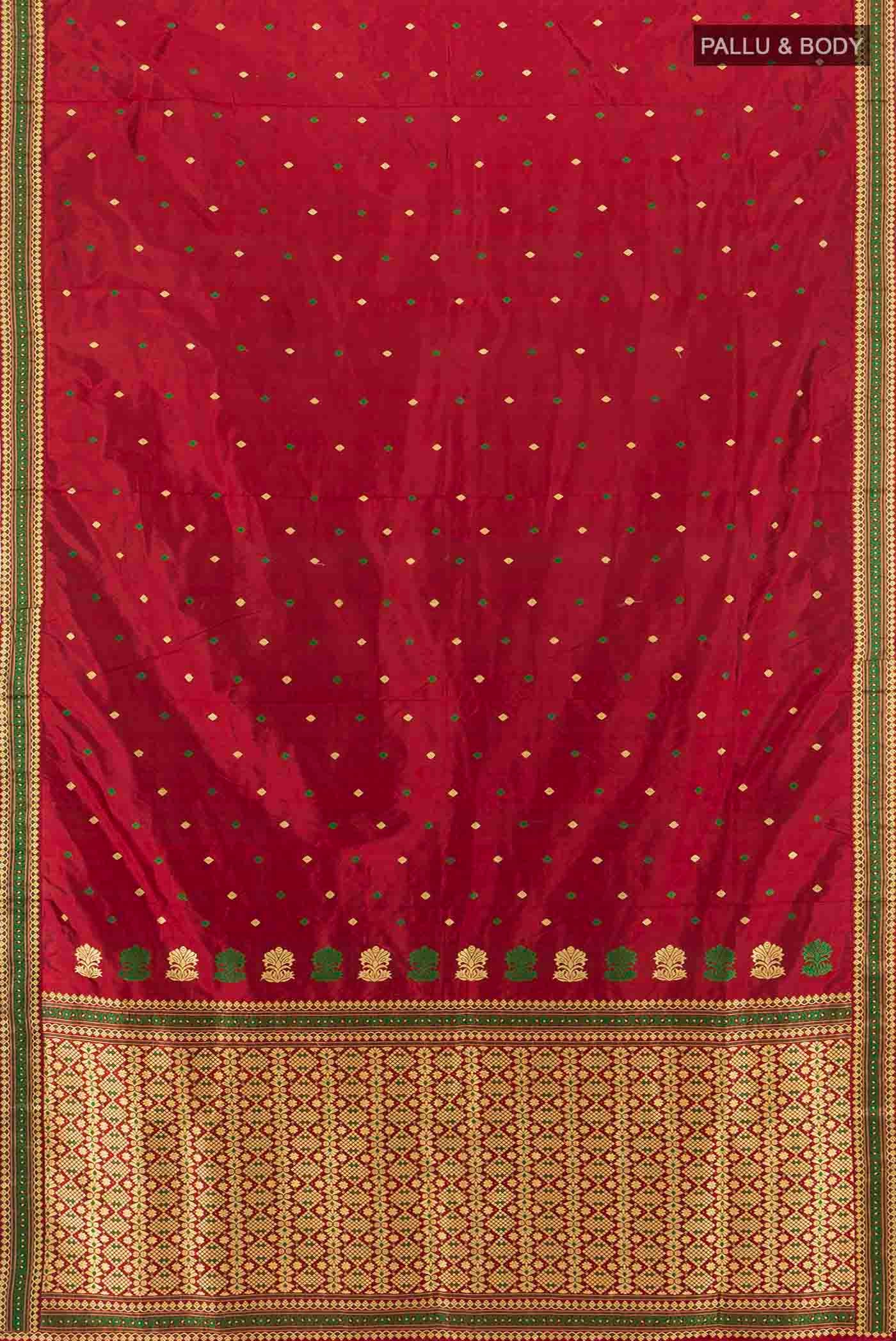 Maroon Assam Silk Saree - Image 5