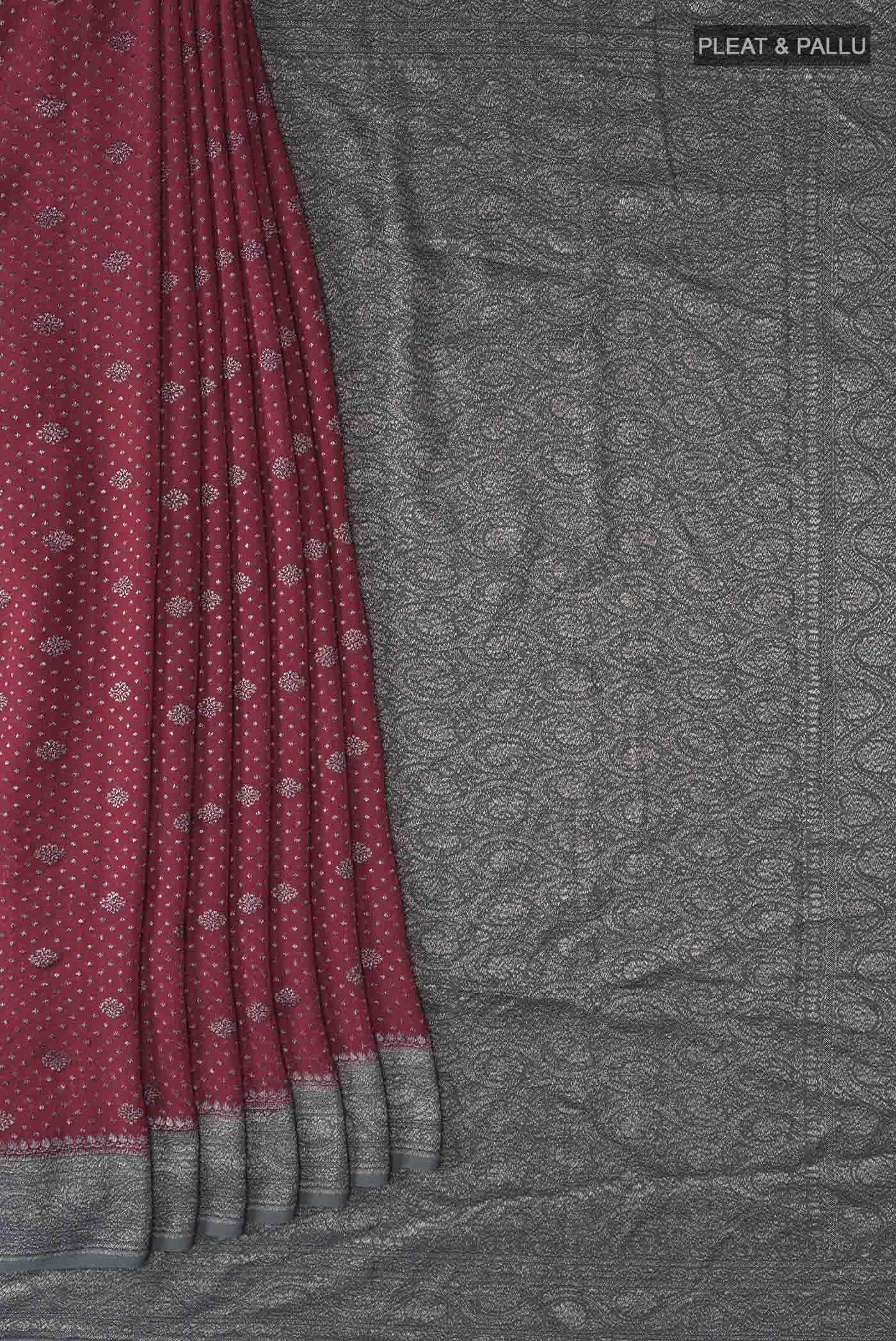 Maroon Banarasi Georgette Saree - Image 4