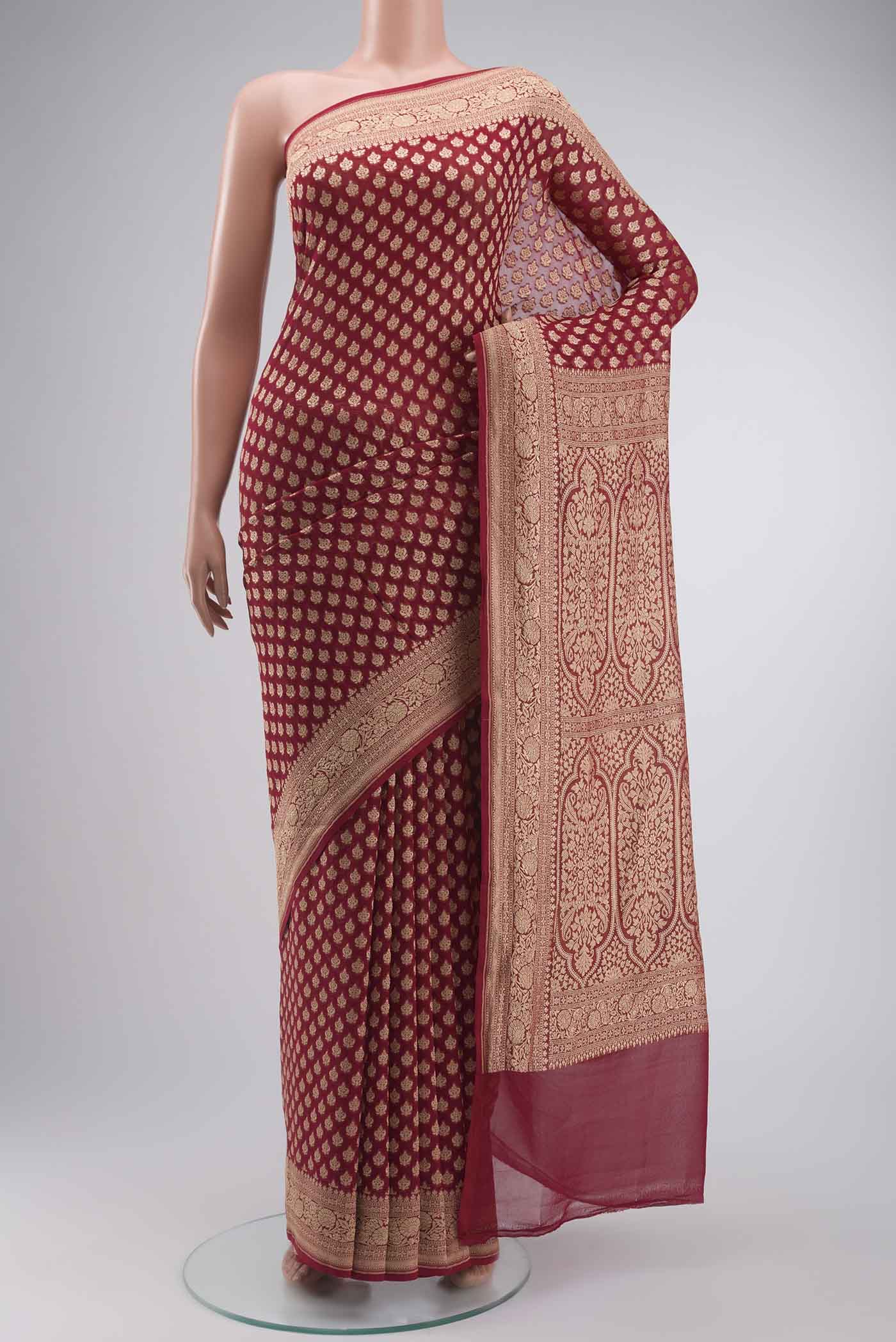 Maroon Banarasi Georgette Saree