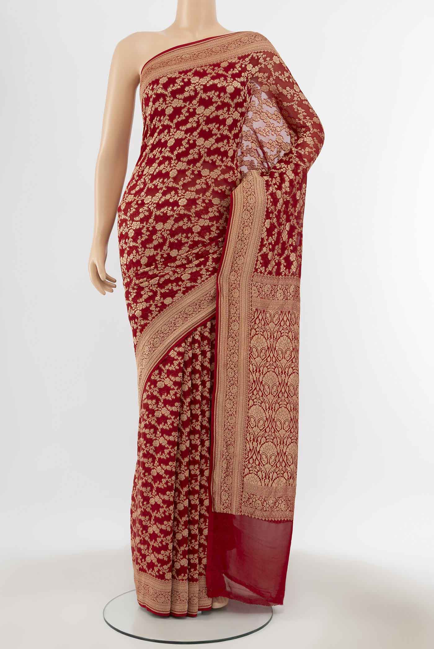 Maroon Banarasi Georgette Saree