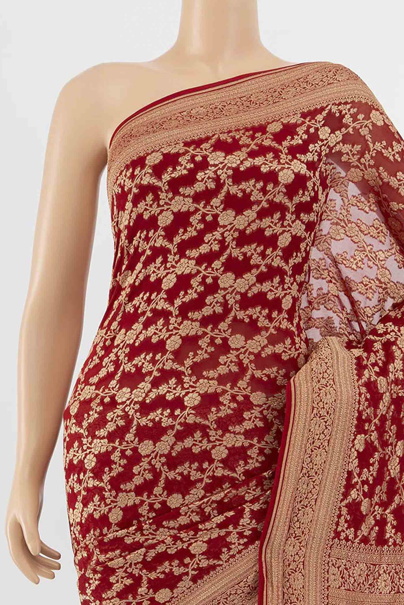 Maroon Banarasi Georgette Saree - Image 2