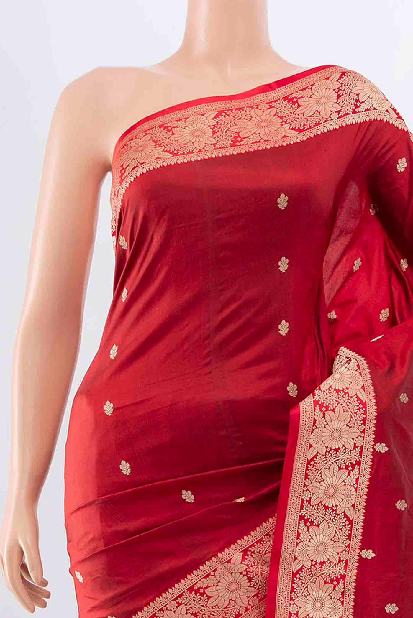 Maroon Banarasi Katan Silk Saree - Image 2