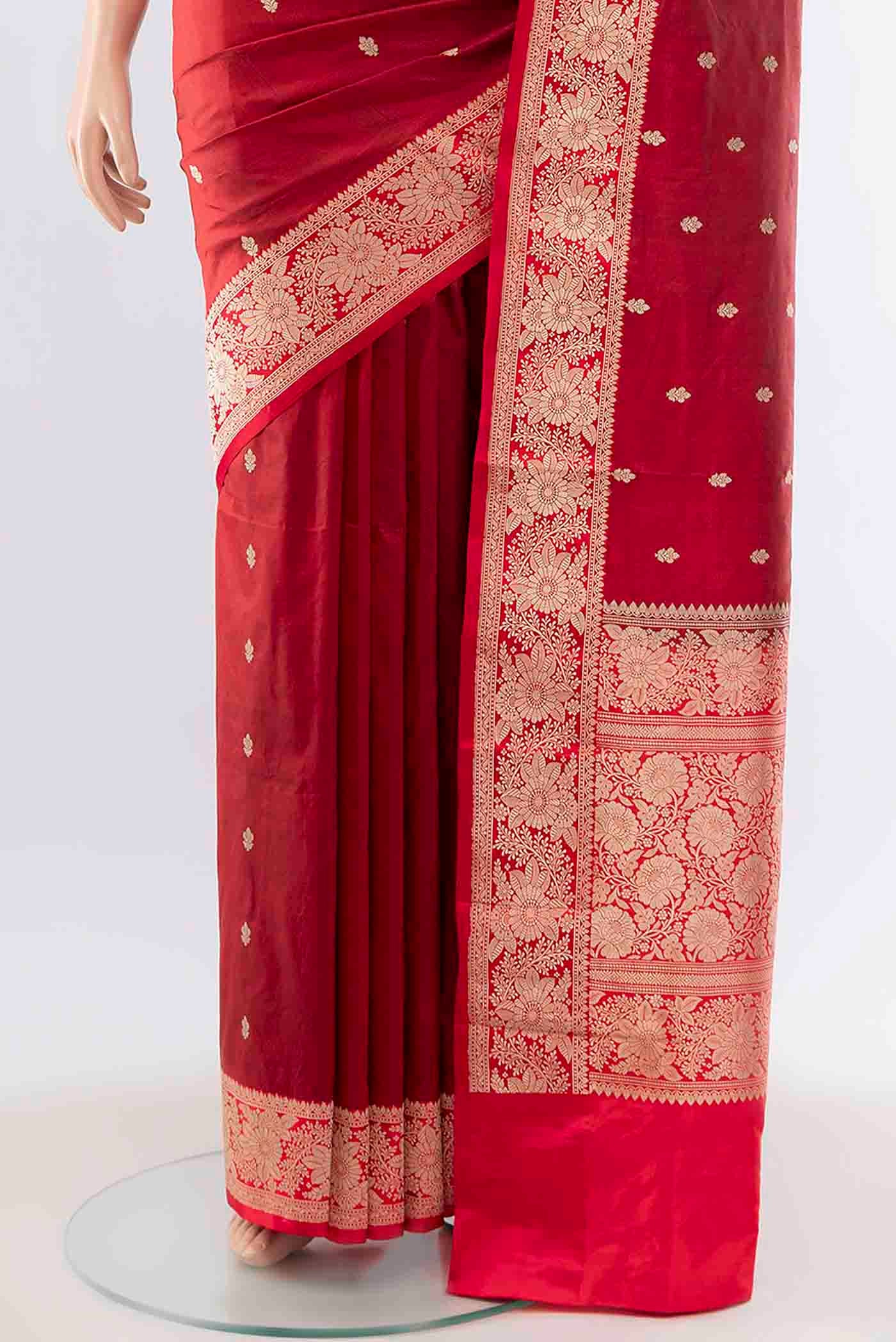 Maroon Banarasi Katan Silk Saree - Image 3