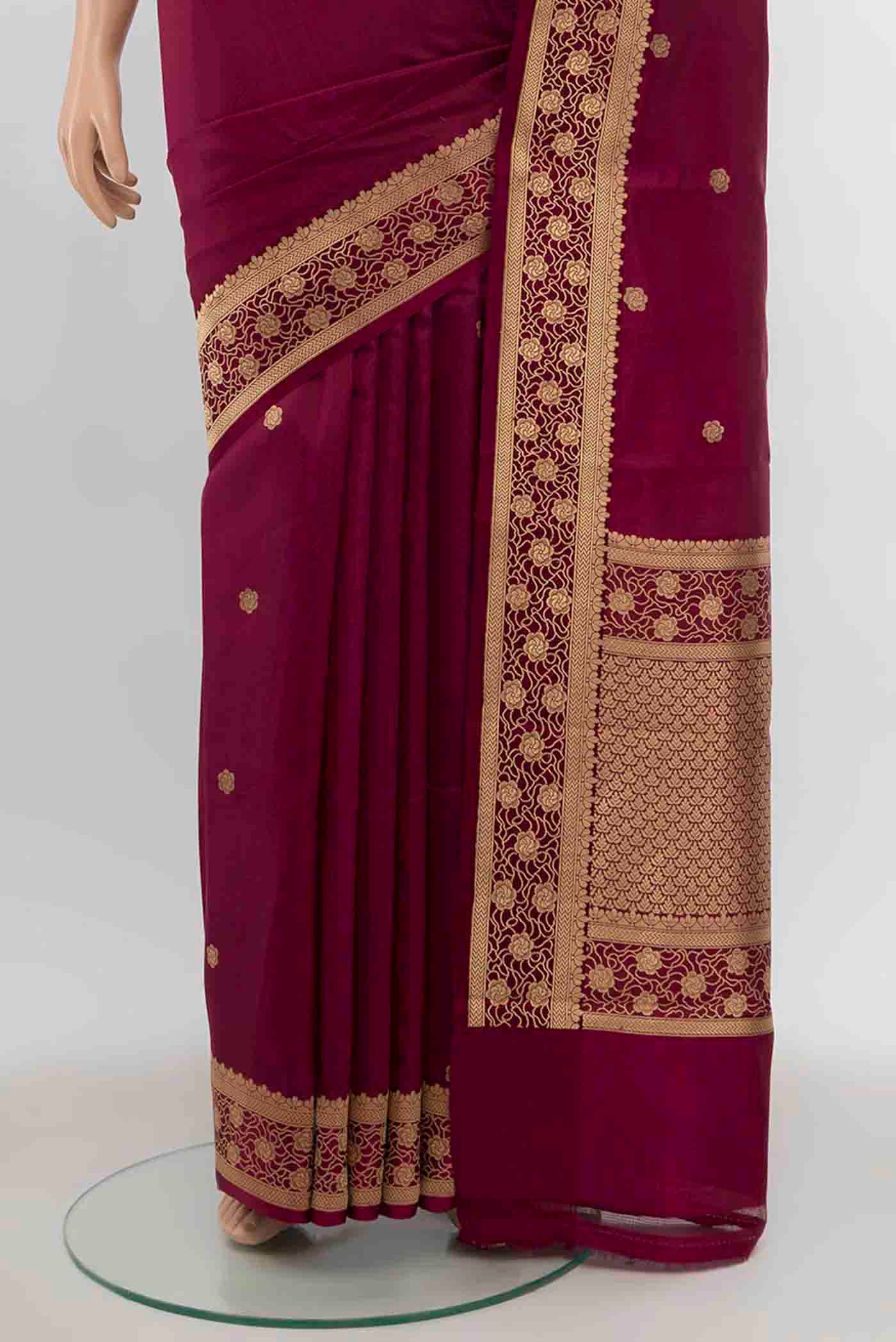 Maroon Banarasi Katan Silk Saree - Image 3
