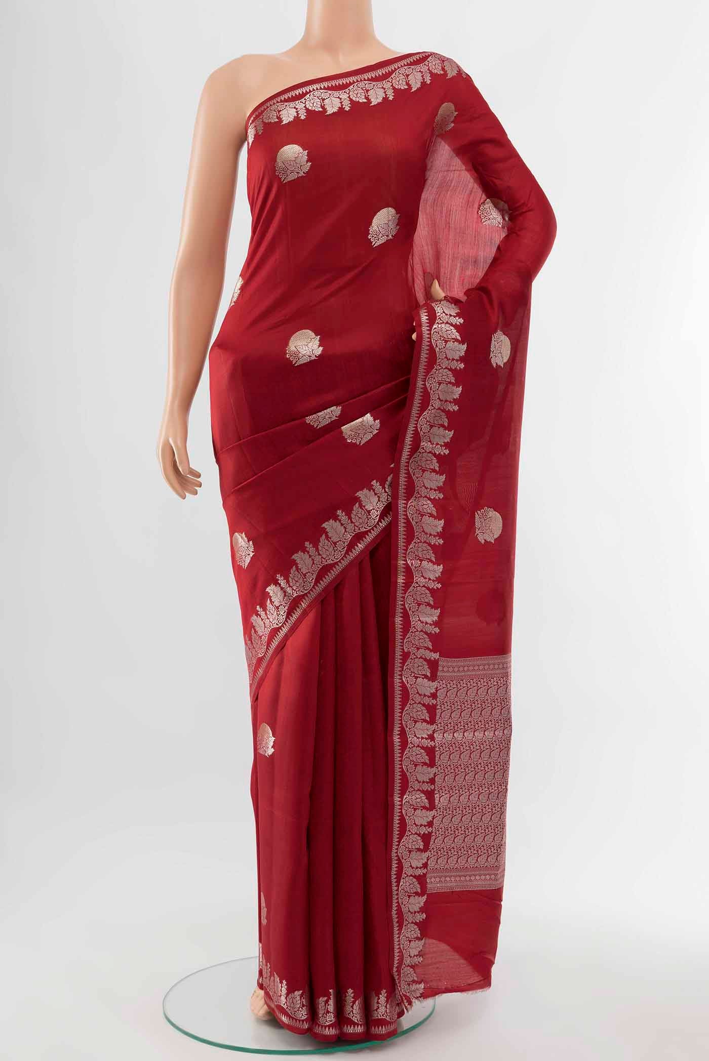 Maroon Banarasi Raw Silk Saree