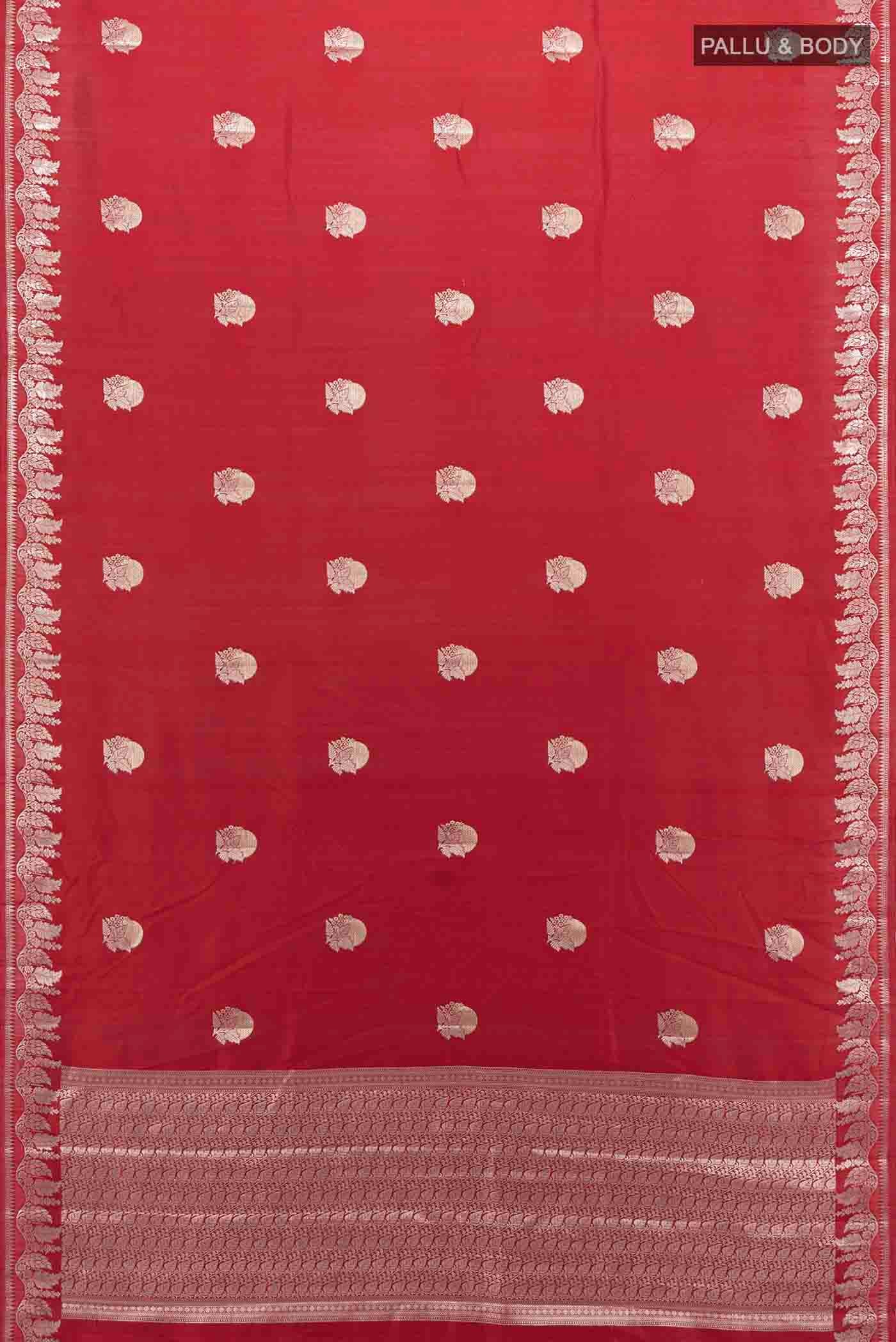Maroon Banarasi Raw Silk Saree - Image 5