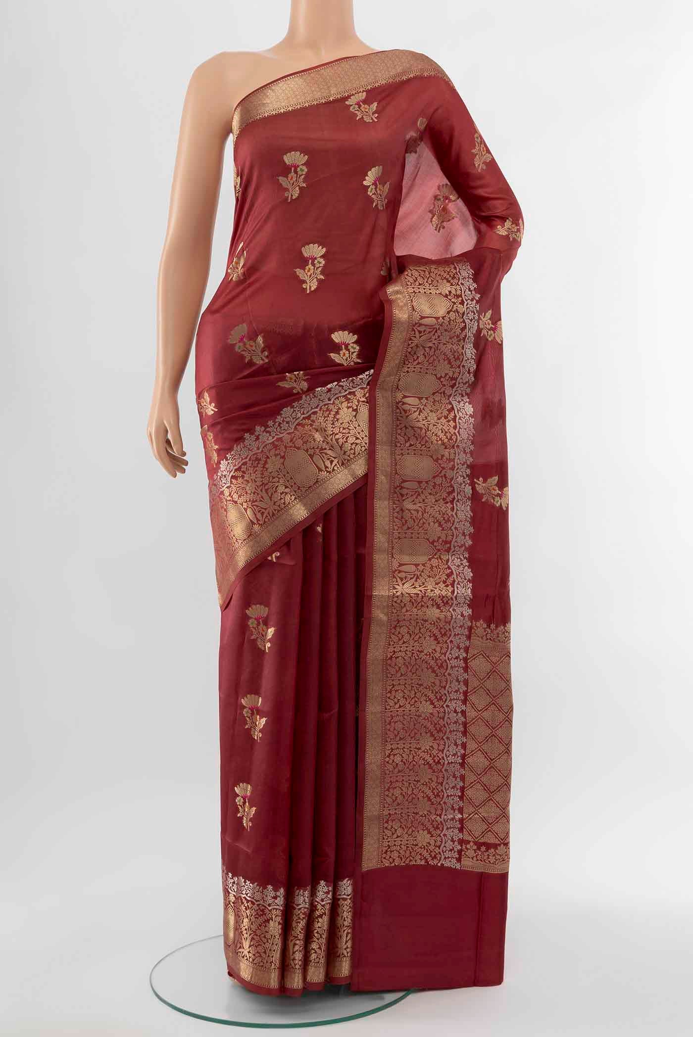 Maroon Banarasi Raw Silk Saree