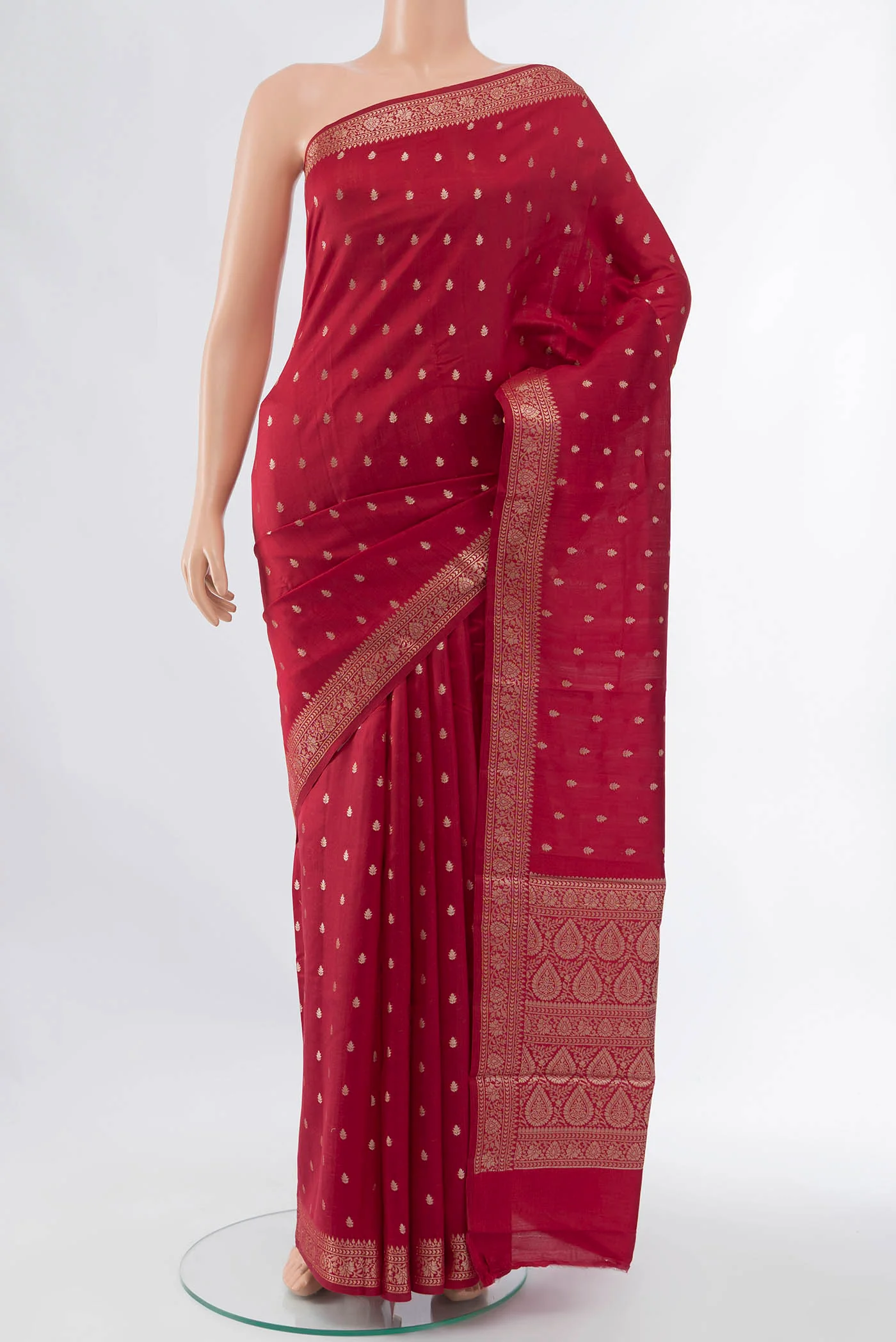 Maroon Banarasi Raw Silk Saree