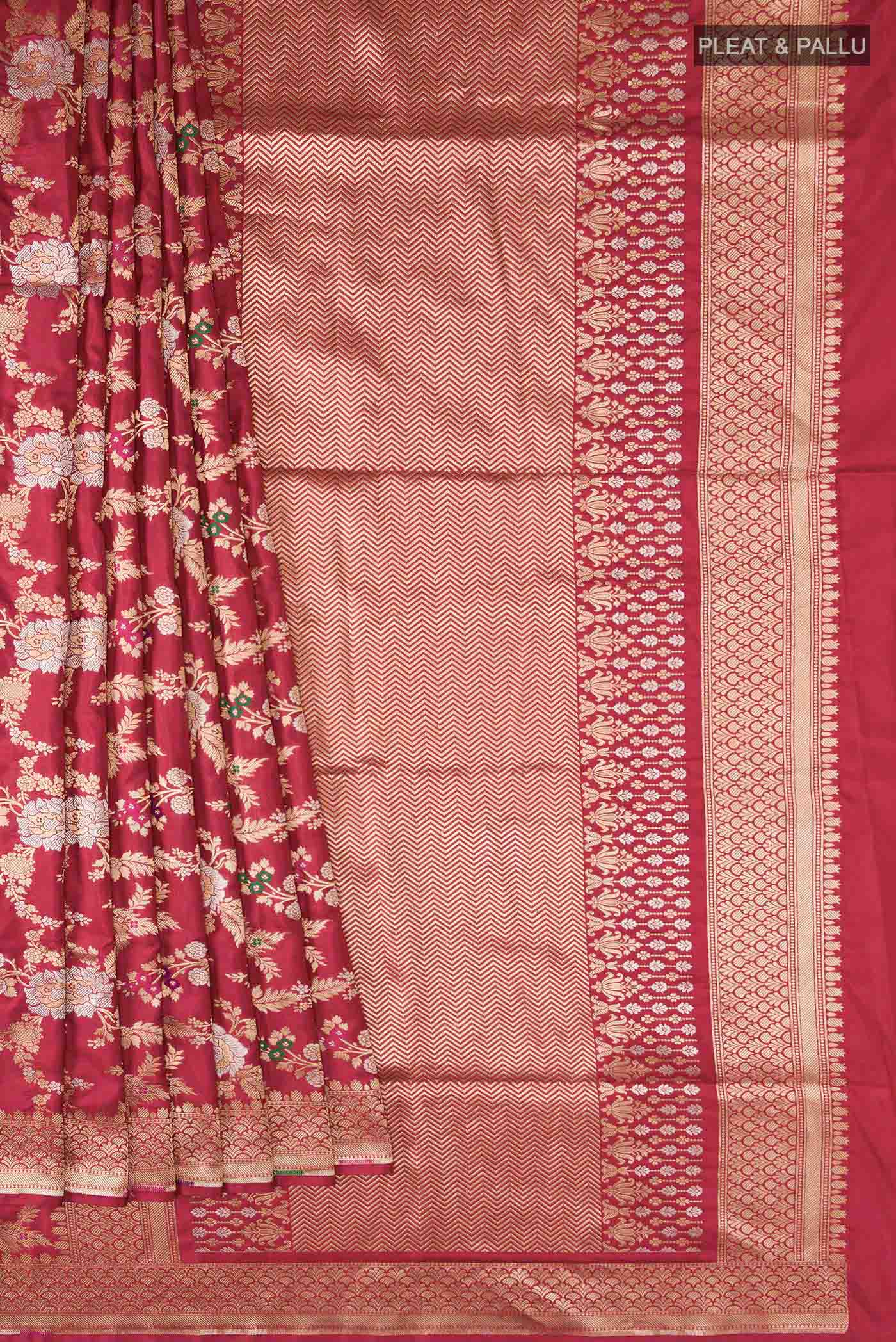 Maroon Banarasi Silk Saree - Image 4