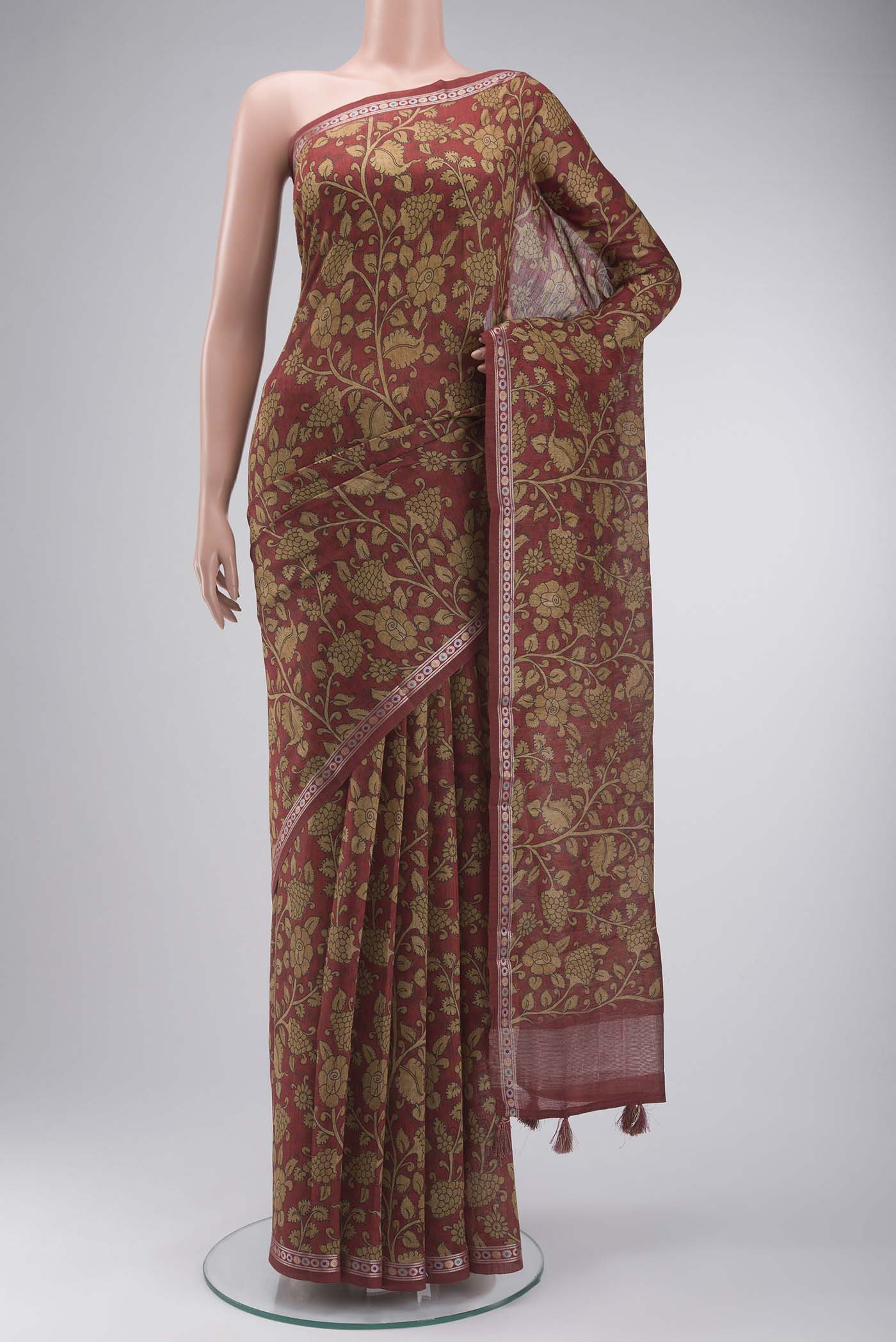 Maroon Bhagalpuri Tussar Silk Saree