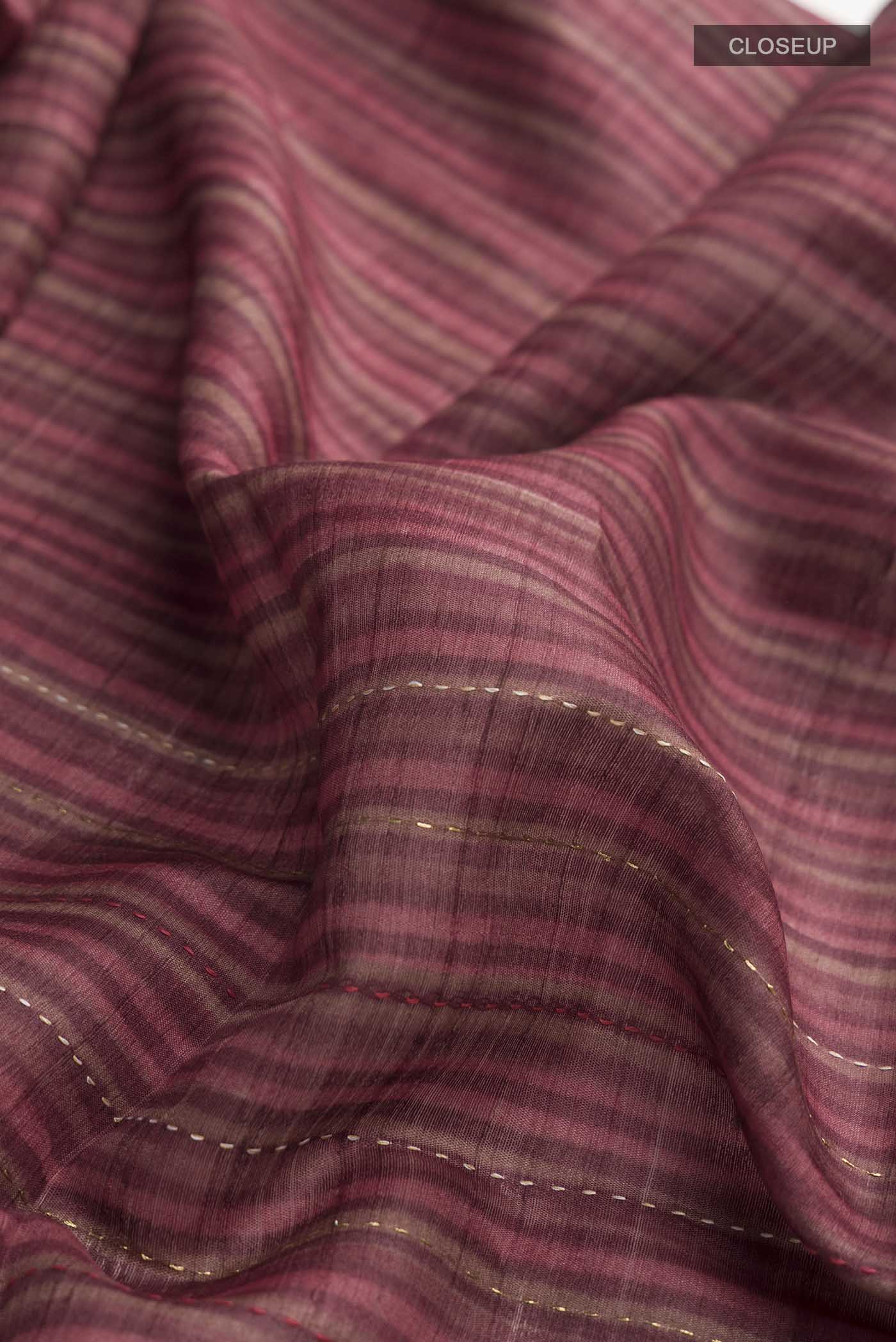 Maroon Bhagalpuri Tussar Silk Saree - Image 2