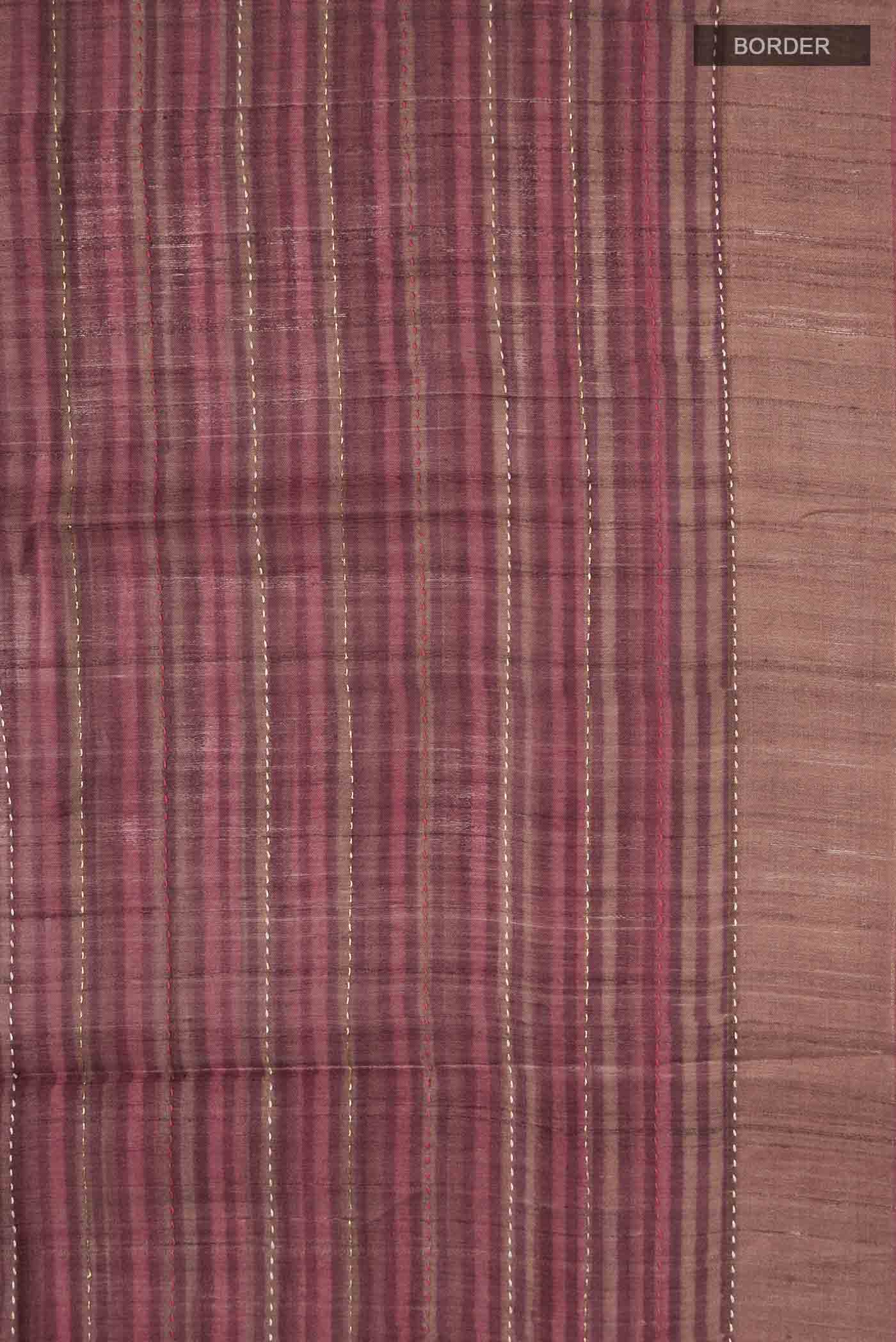 Maroon Bhagalpuri Tussar Silk Saree - Image 3