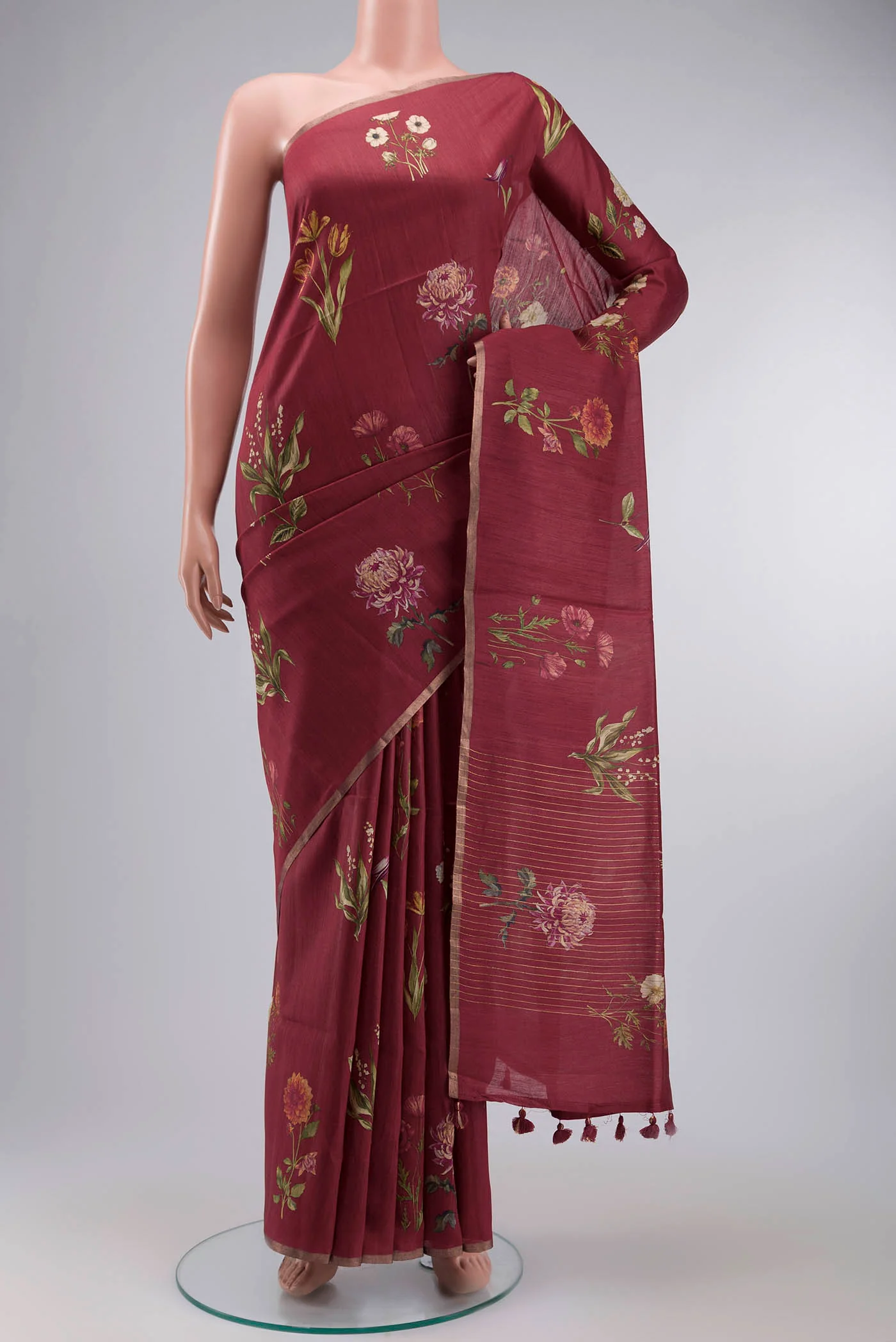 Maroon Bhagalpuri Tussar Silk Saree