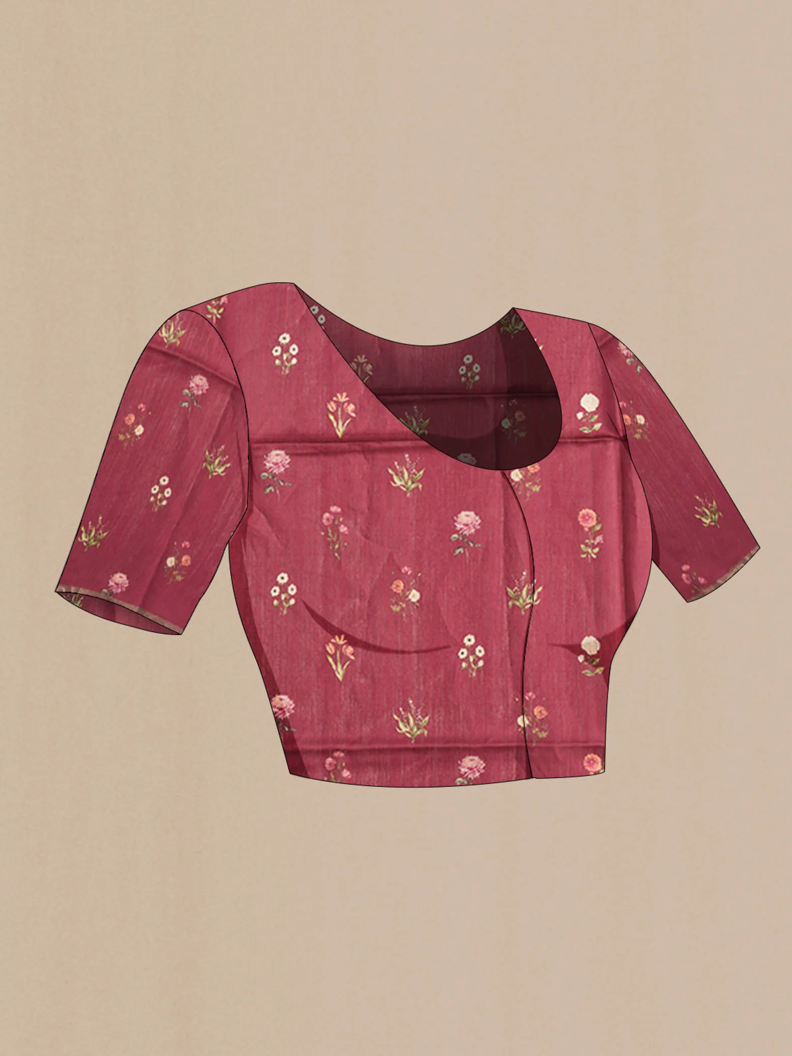 Maroon Bhagalpuri Tussar Silk Saree - Image 4