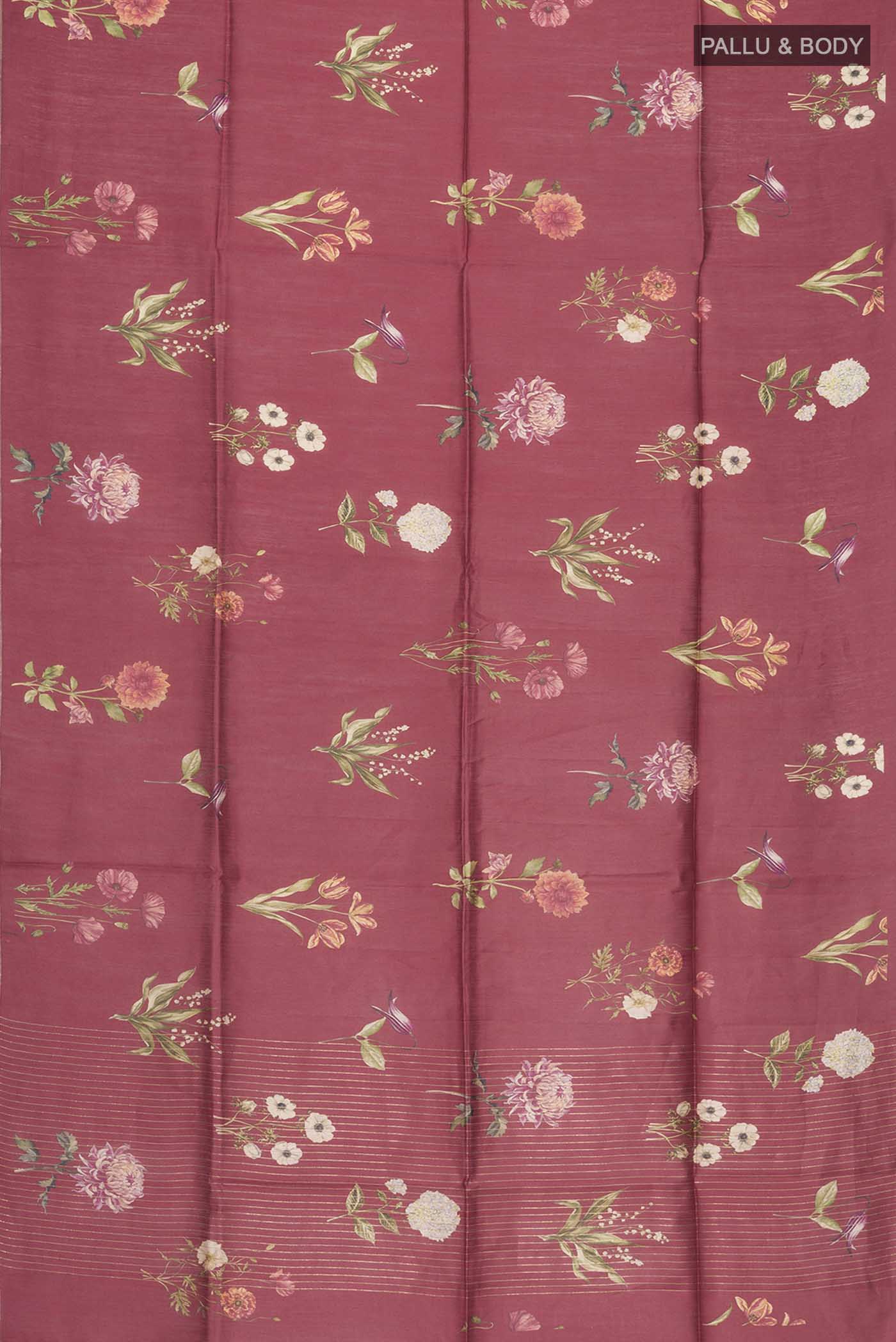 Maroon Bhagalpuri Tussar Silk Saree - Image 5
