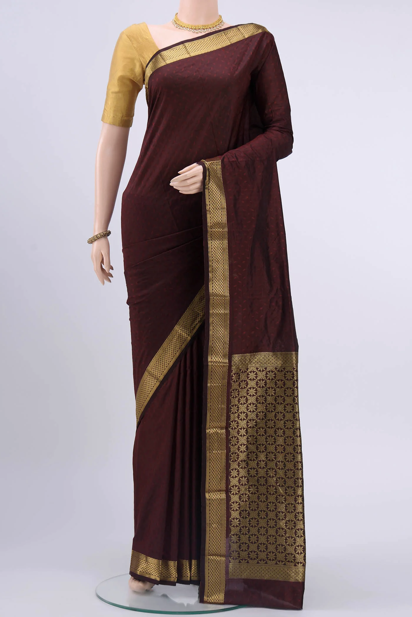 Maroon Blended Bangalore Silk Saree
