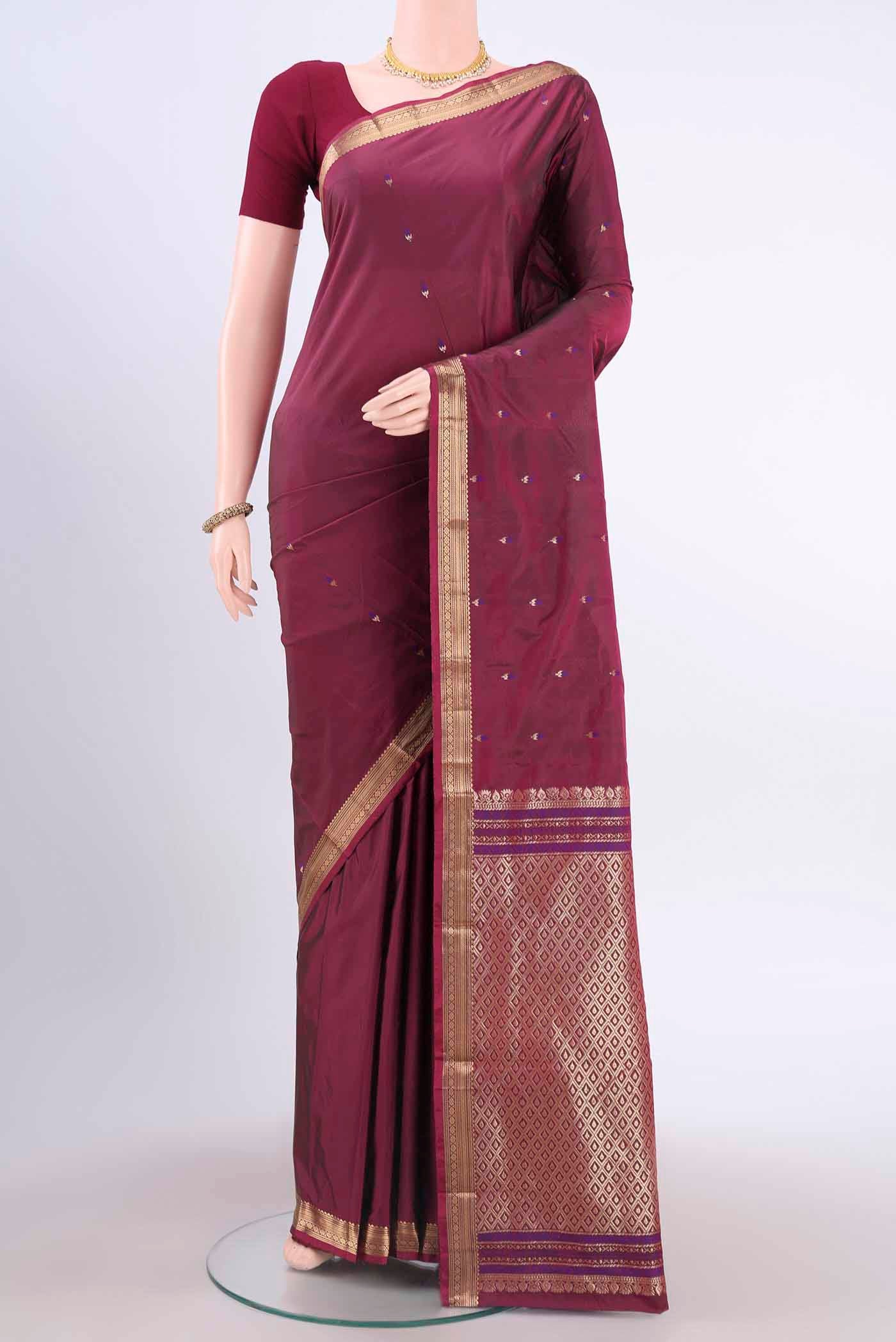 Maroon Blended Bangalore Silk Saree