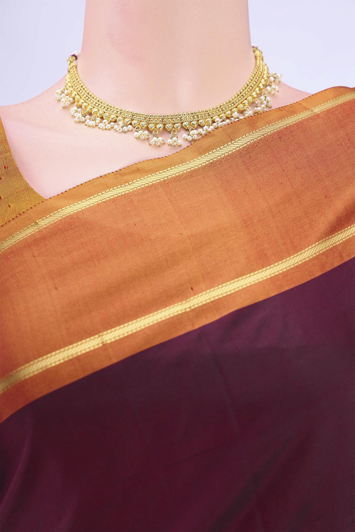 Maroon Blended Bangalore Silk Saree - Image 2