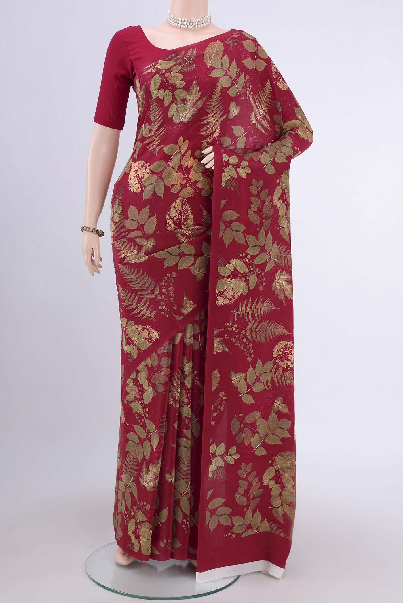 Maroon Crepe Saree