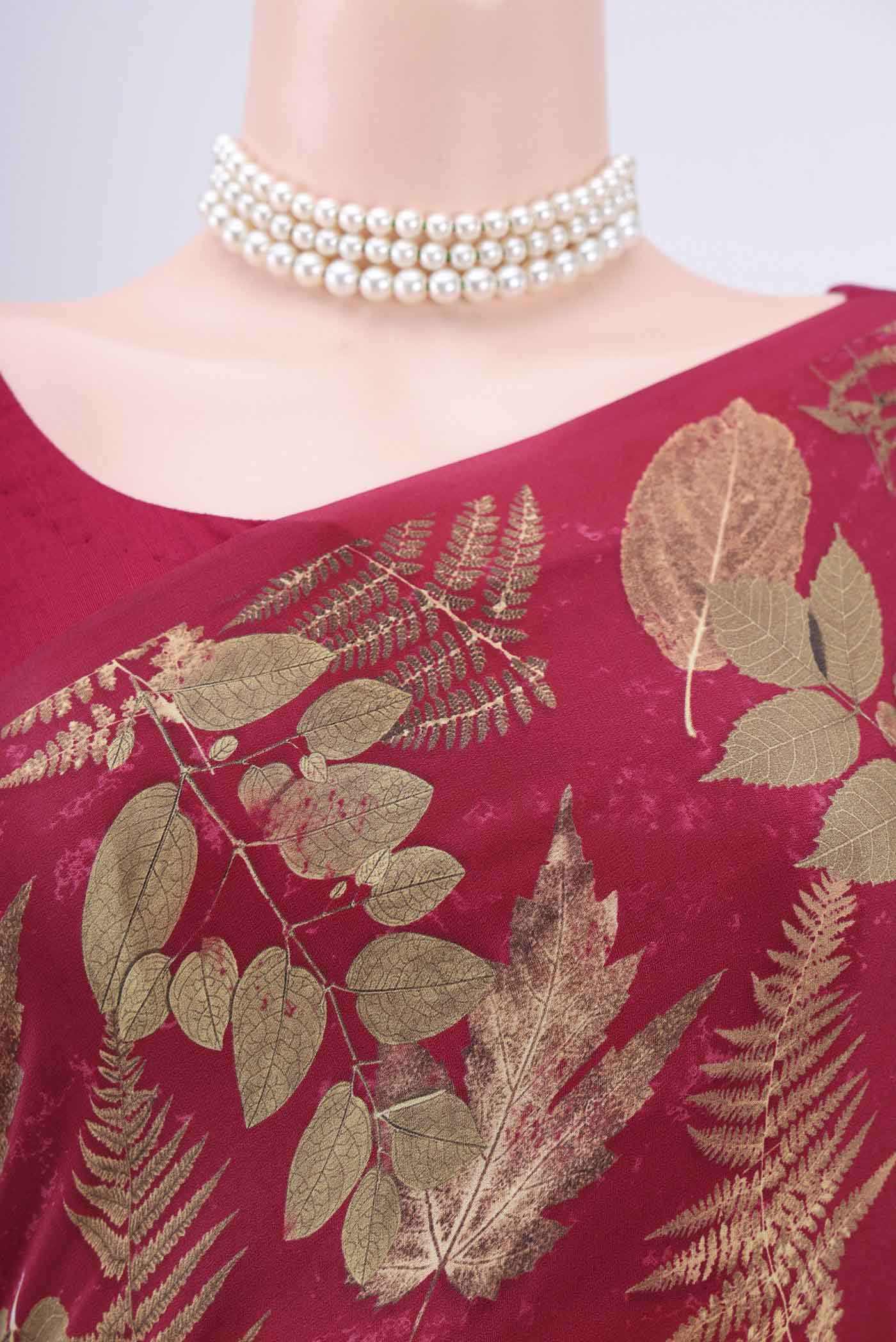 Maroon Crepe Saree - Image 2