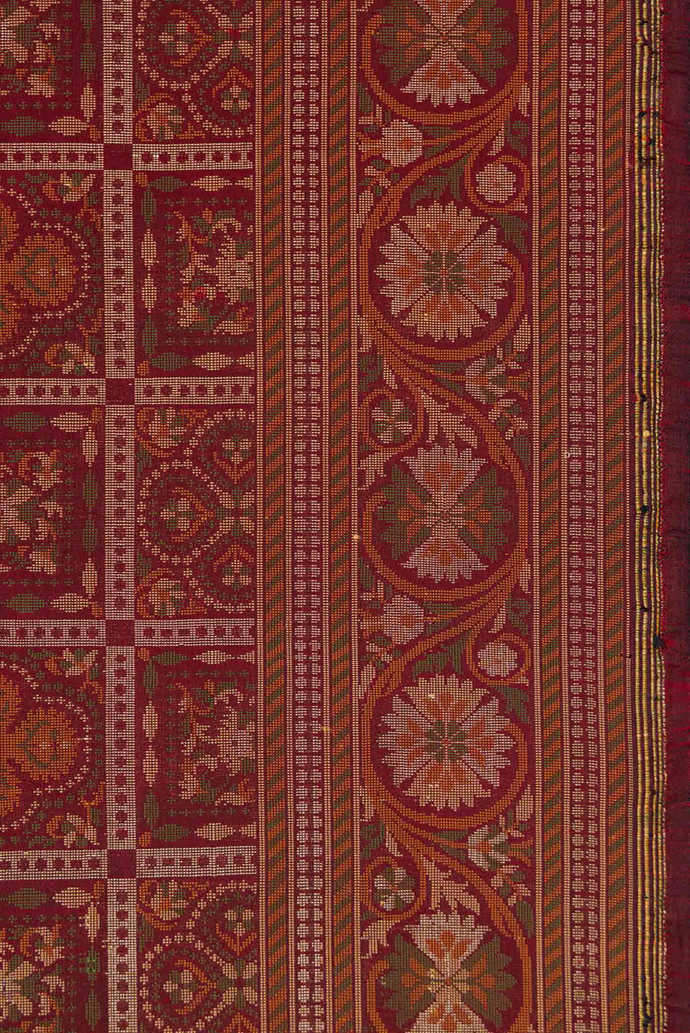 Maroon Dual Tone Banarasi Silk Saree - Image 3