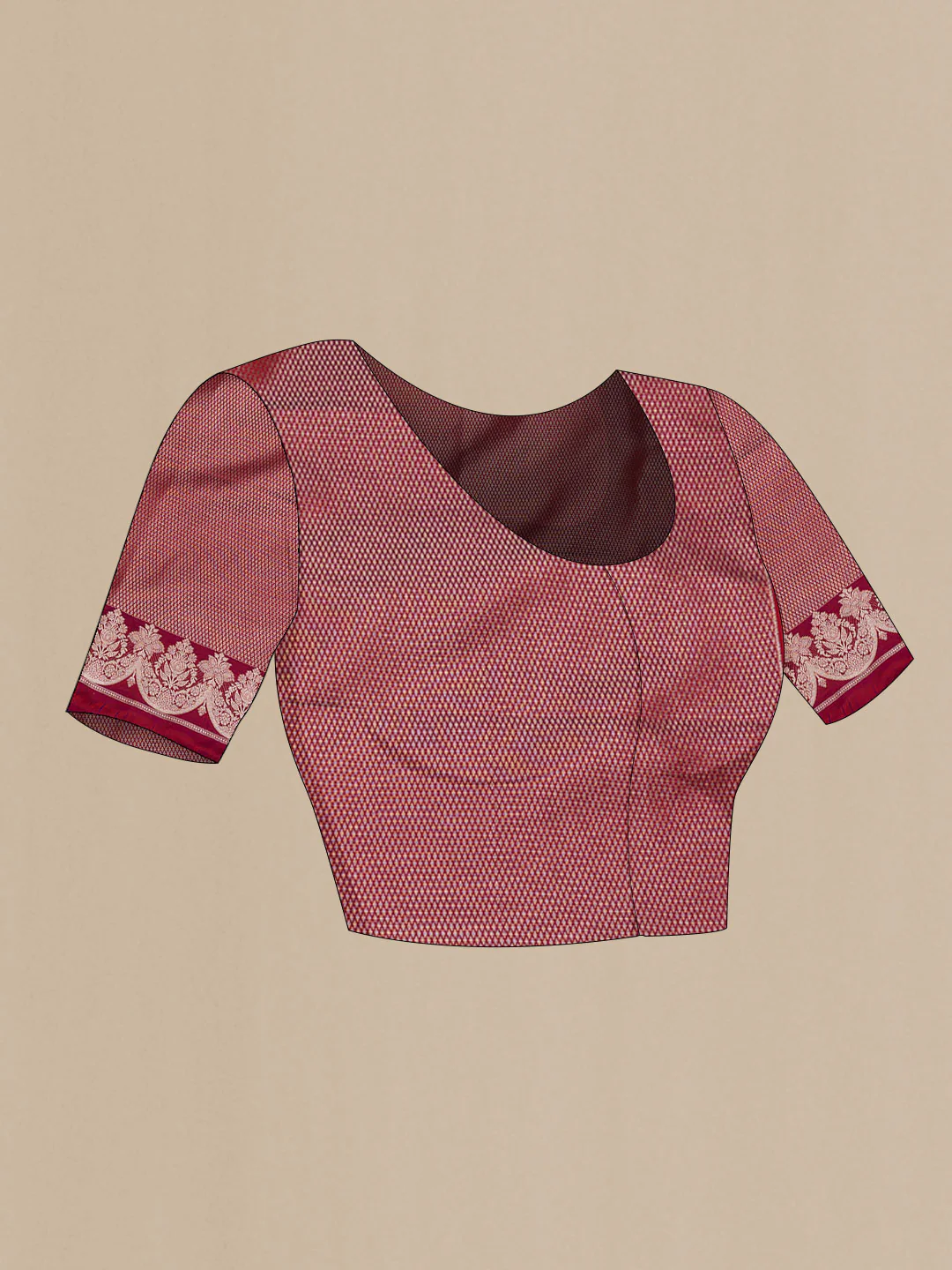 Maroon Dual Tone Blended Banarasi Silk Saree - Image 2