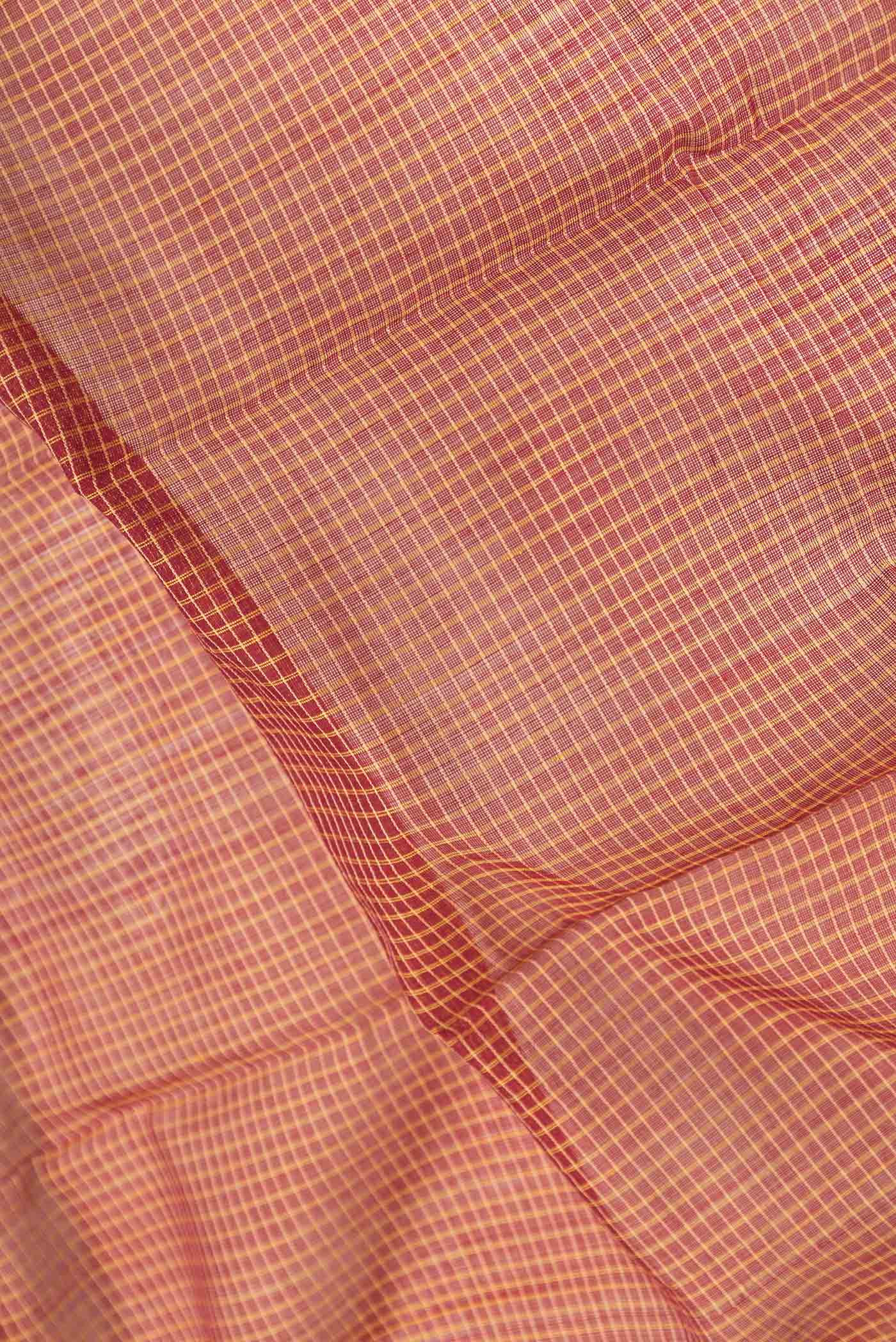 Maroon Gadwal Silk Cotton Saree - Image 2