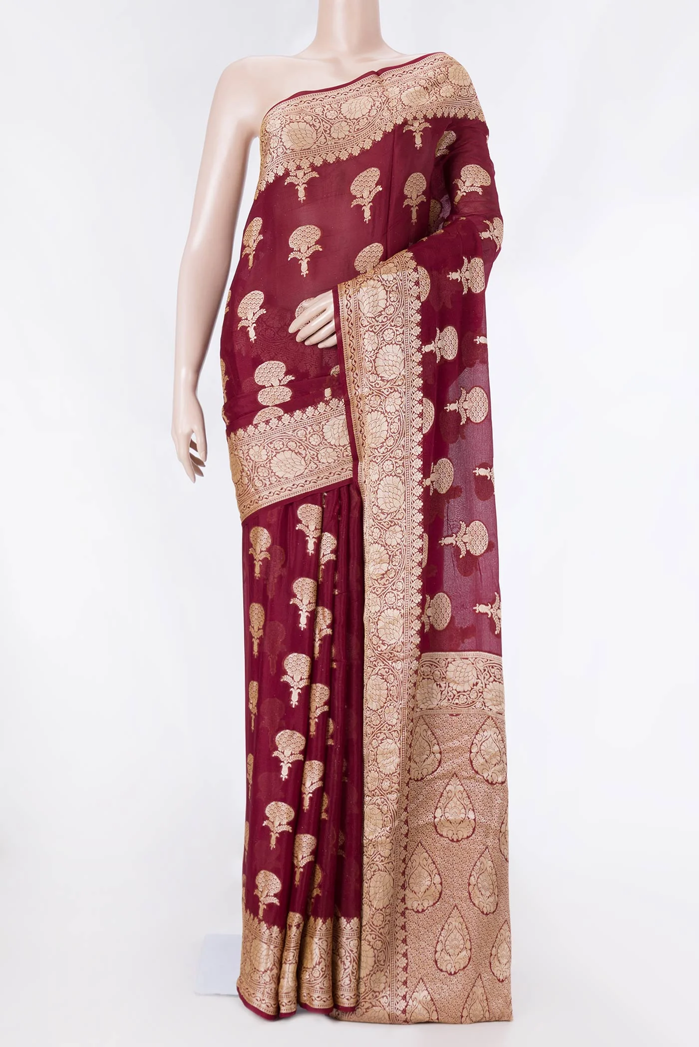 Maroon Dual Tone Georgette Saree