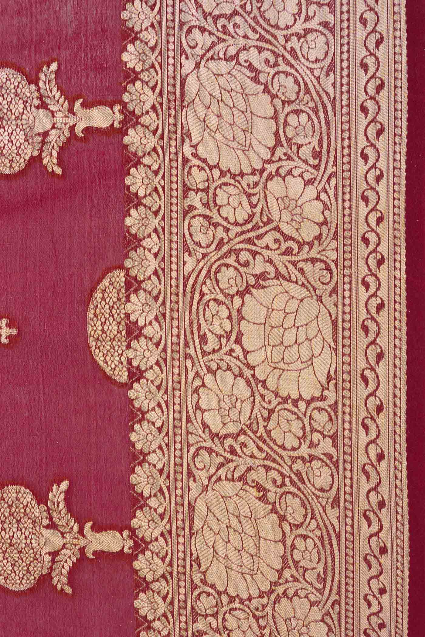 Maroon Dual Tone Georgette Saree - Image 3