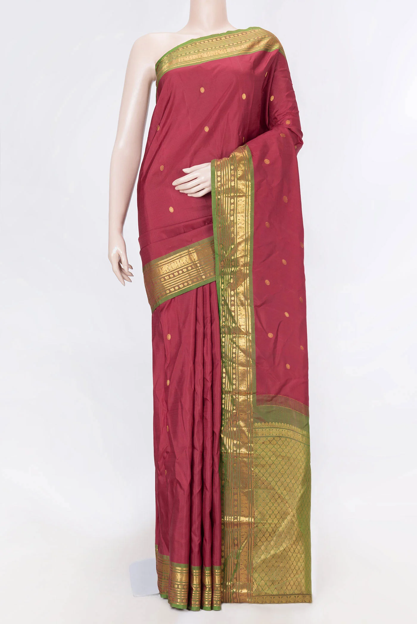 Maroon Dual Tone Kanjivaram Saree