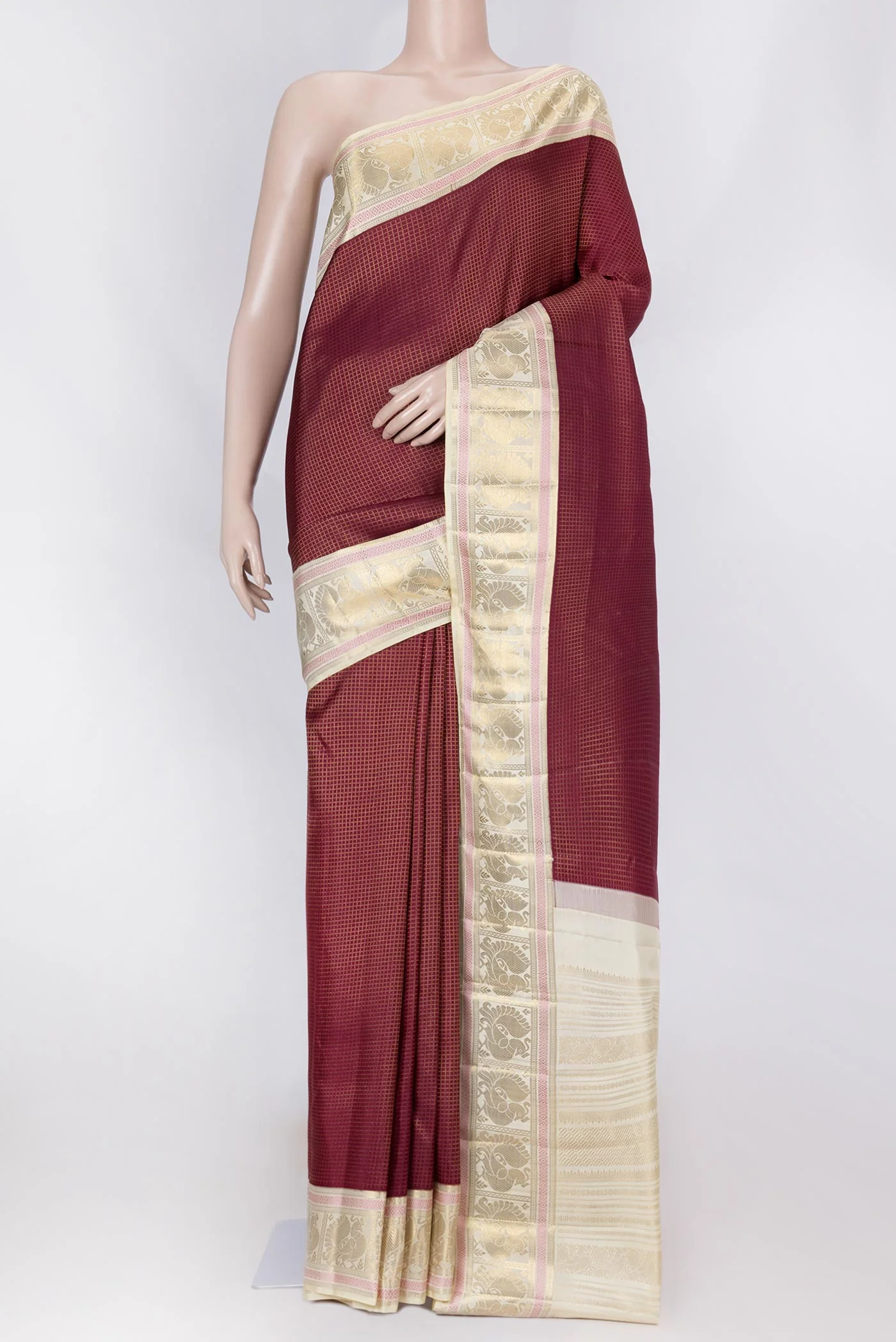 Maroon Dual Tone Kanjivaram Saree