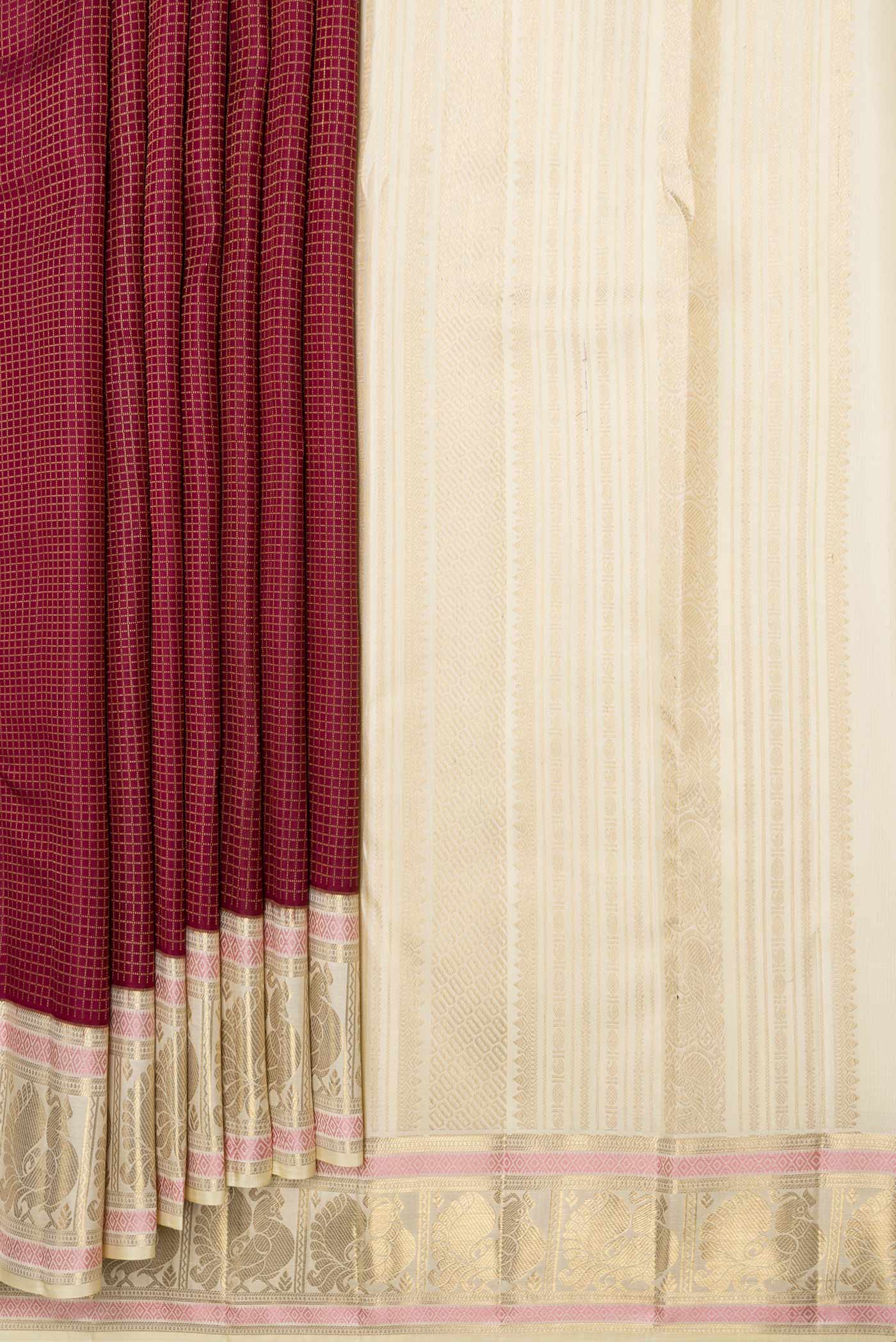 Maroon Dual Tone Kanjivaram Saree - Image 4