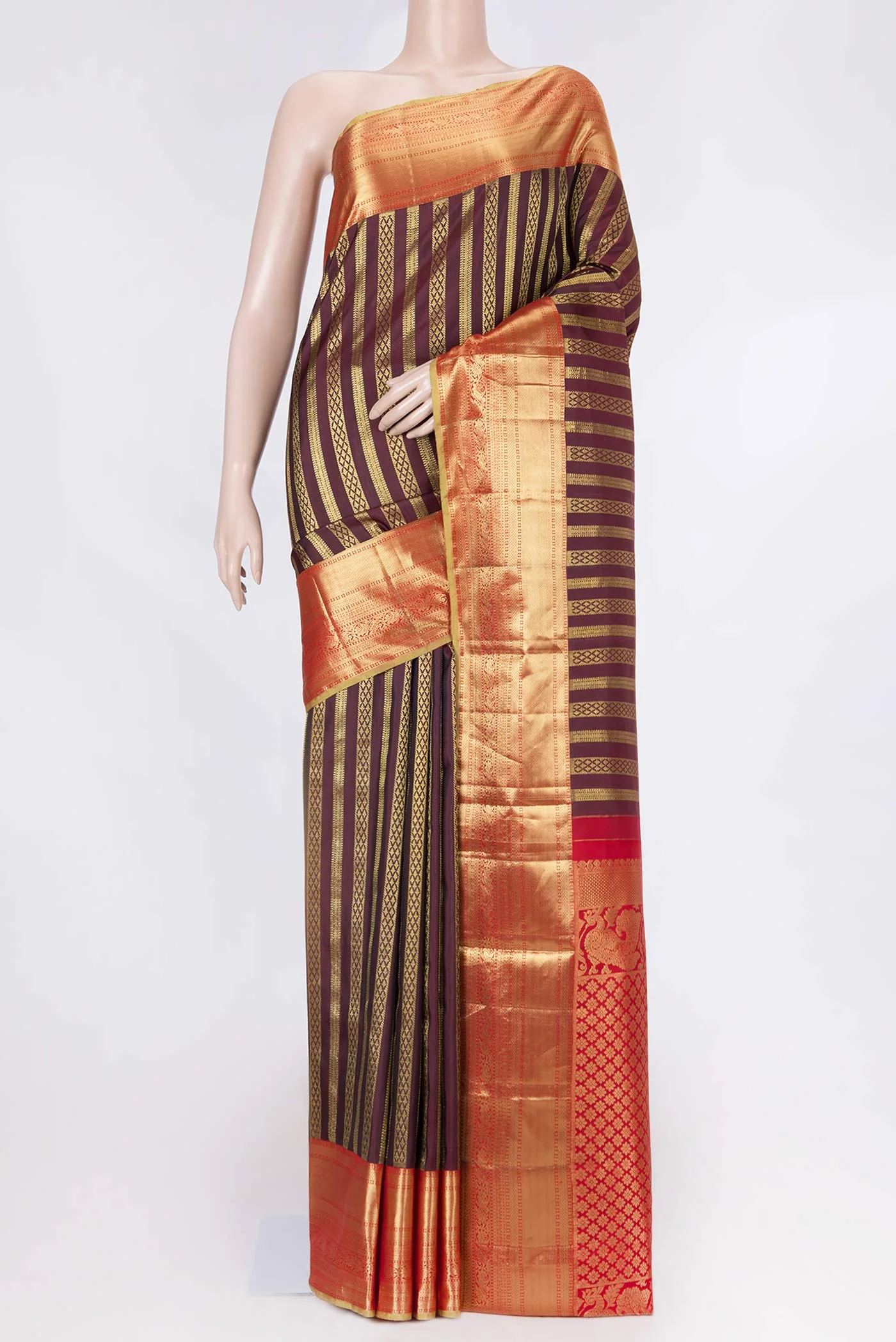 Maroon Dual Tone Kanjivaram Saree