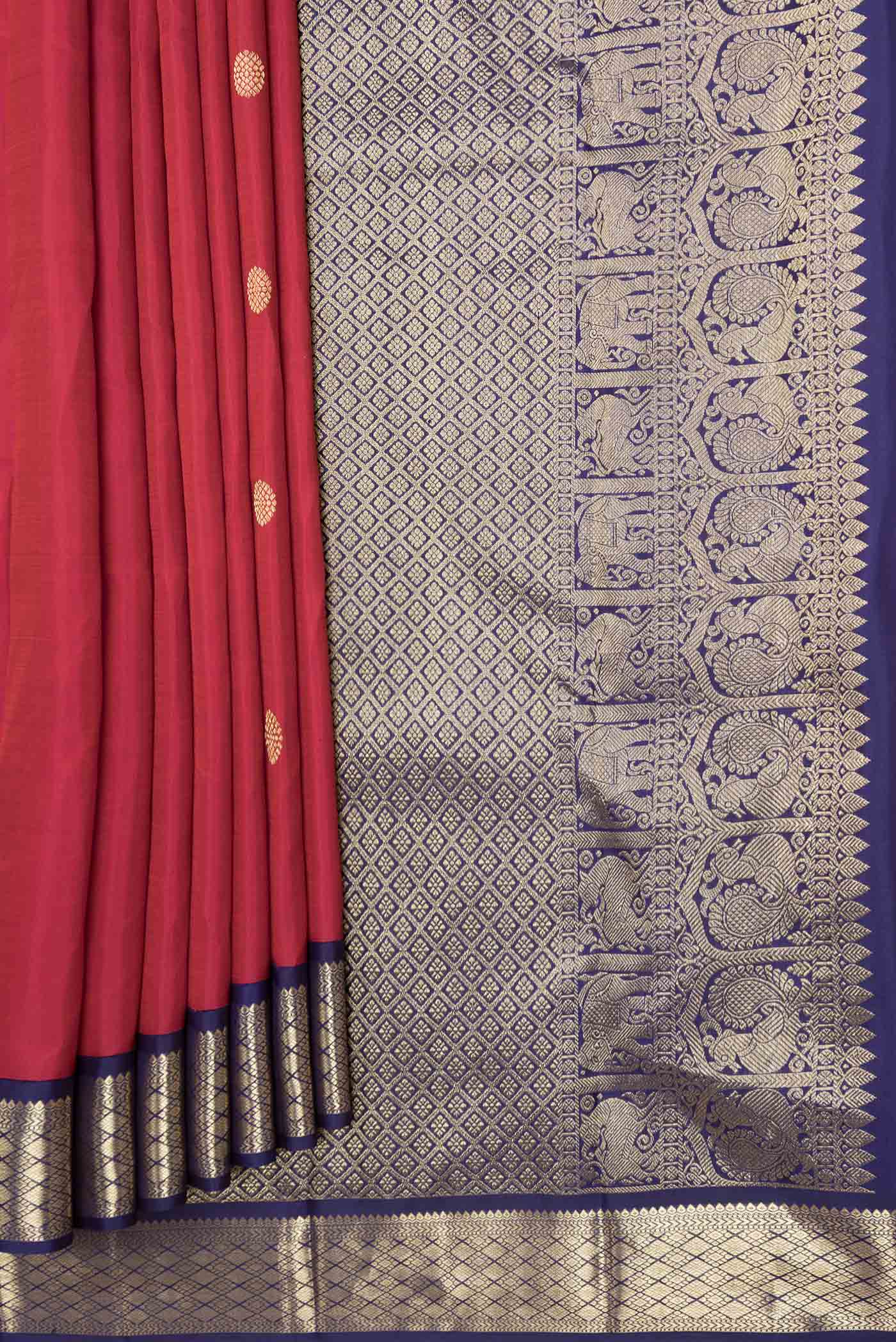 Maroon Dual Tone Kanjivaram Saree - Image 4